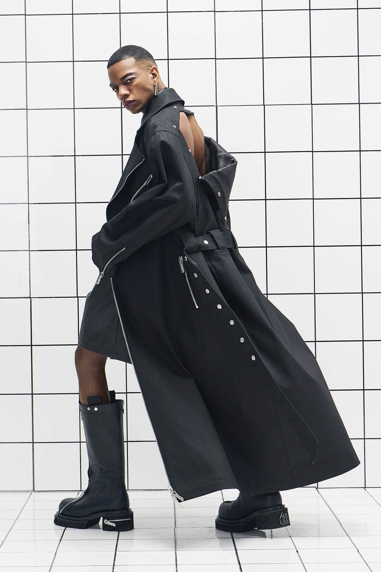 455EMBLE Snap-Fastener PU Trench Coat, premium urban and streetwear designers apparel on PROJECTISR.com, 455EMBLE