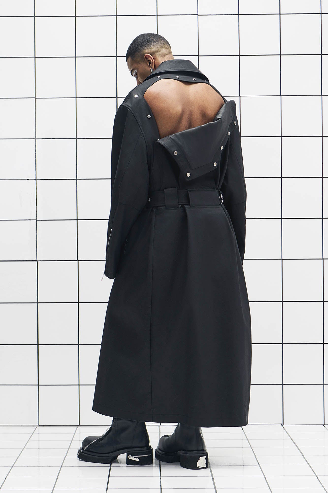 455EMBLE Snap-Fastener PU Trench Coat, premium urban and streetwear designers apparel on PROJECTISR.com, 455EMBLE