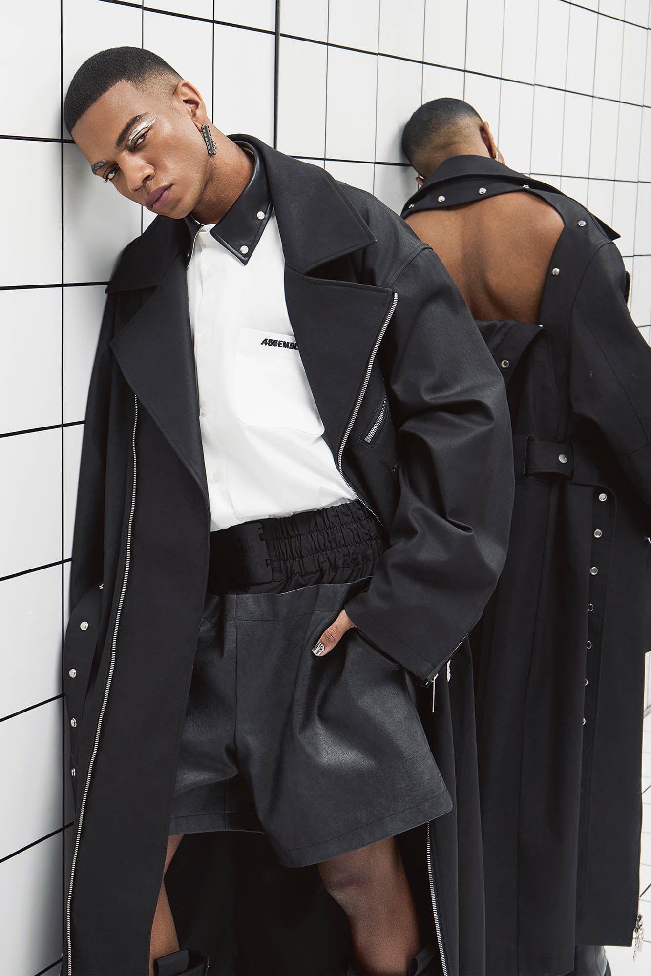 455EMBLE Snap-Fastener PU Trench Coat, premium urban and streetwear designers apparel on PROJECTISR.com, 455EMBLE