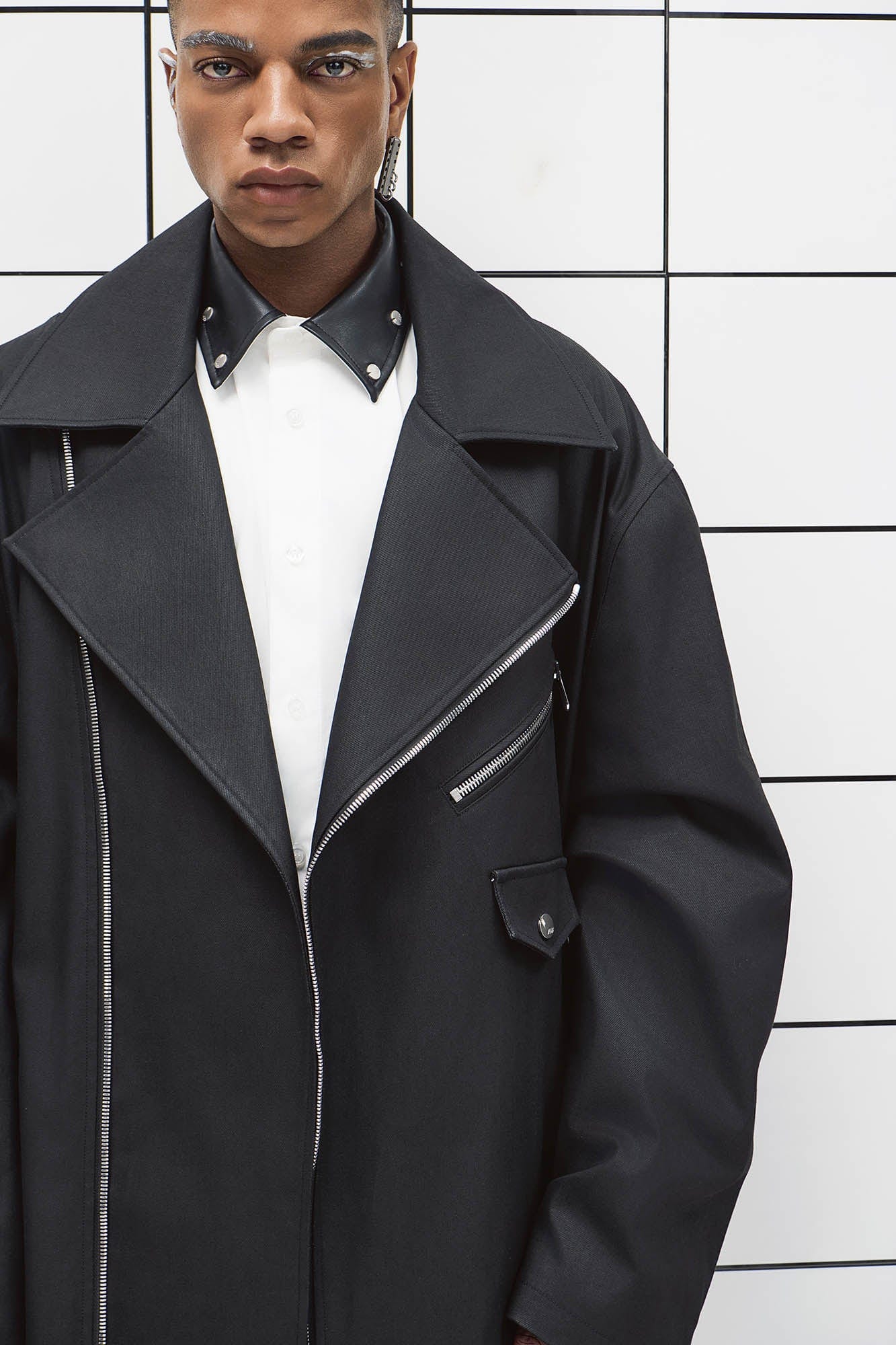 455EMBLE Snap-Fastener PU Trench Coat, premium urban and streetwear designers apparel on PROJECTISR.com, 455EMBLE