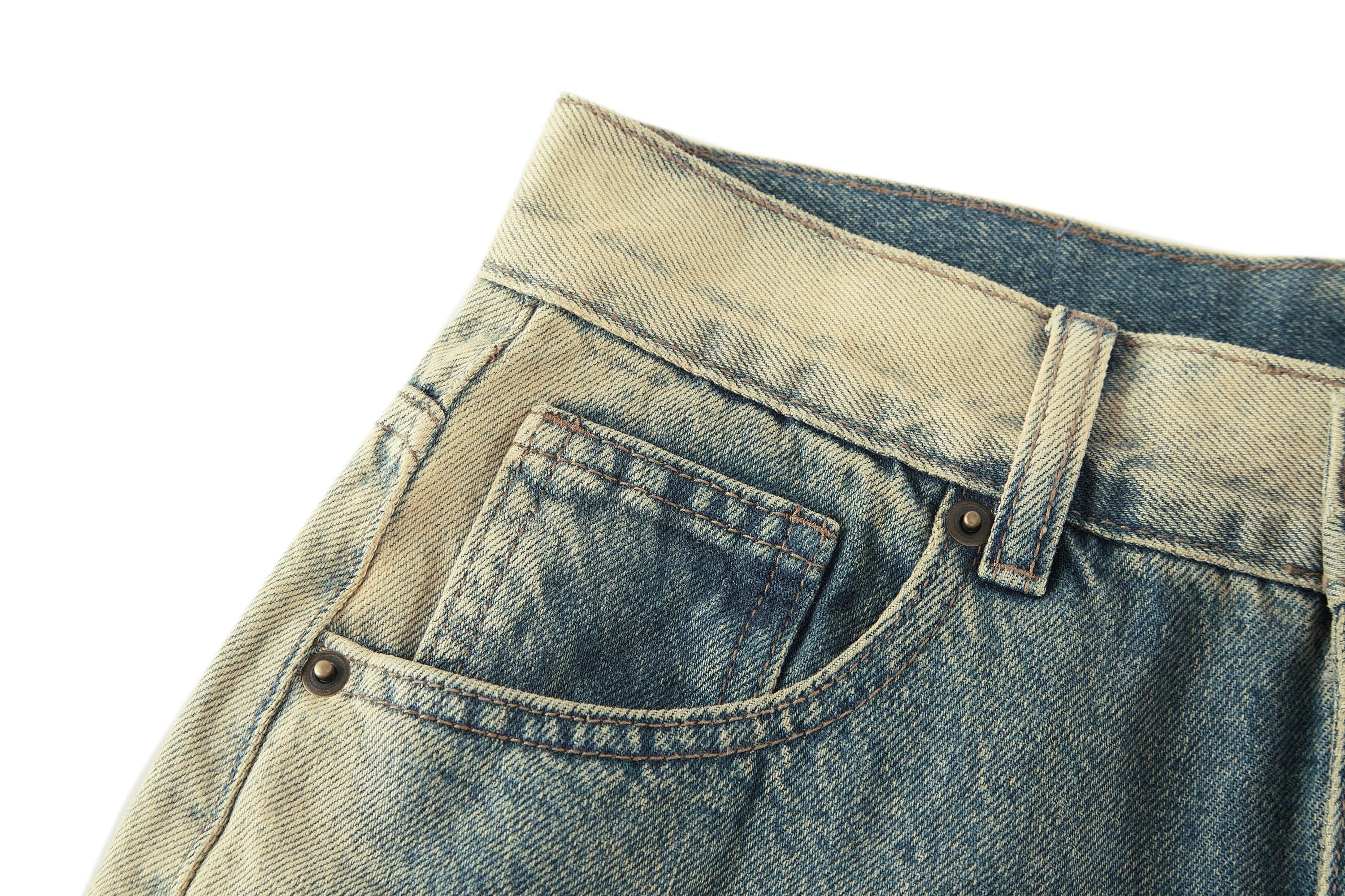 BONELESS Contrast Washed Jeans, premium urban and streetwear designers apparel on PROJECTISR.com, BONELESS