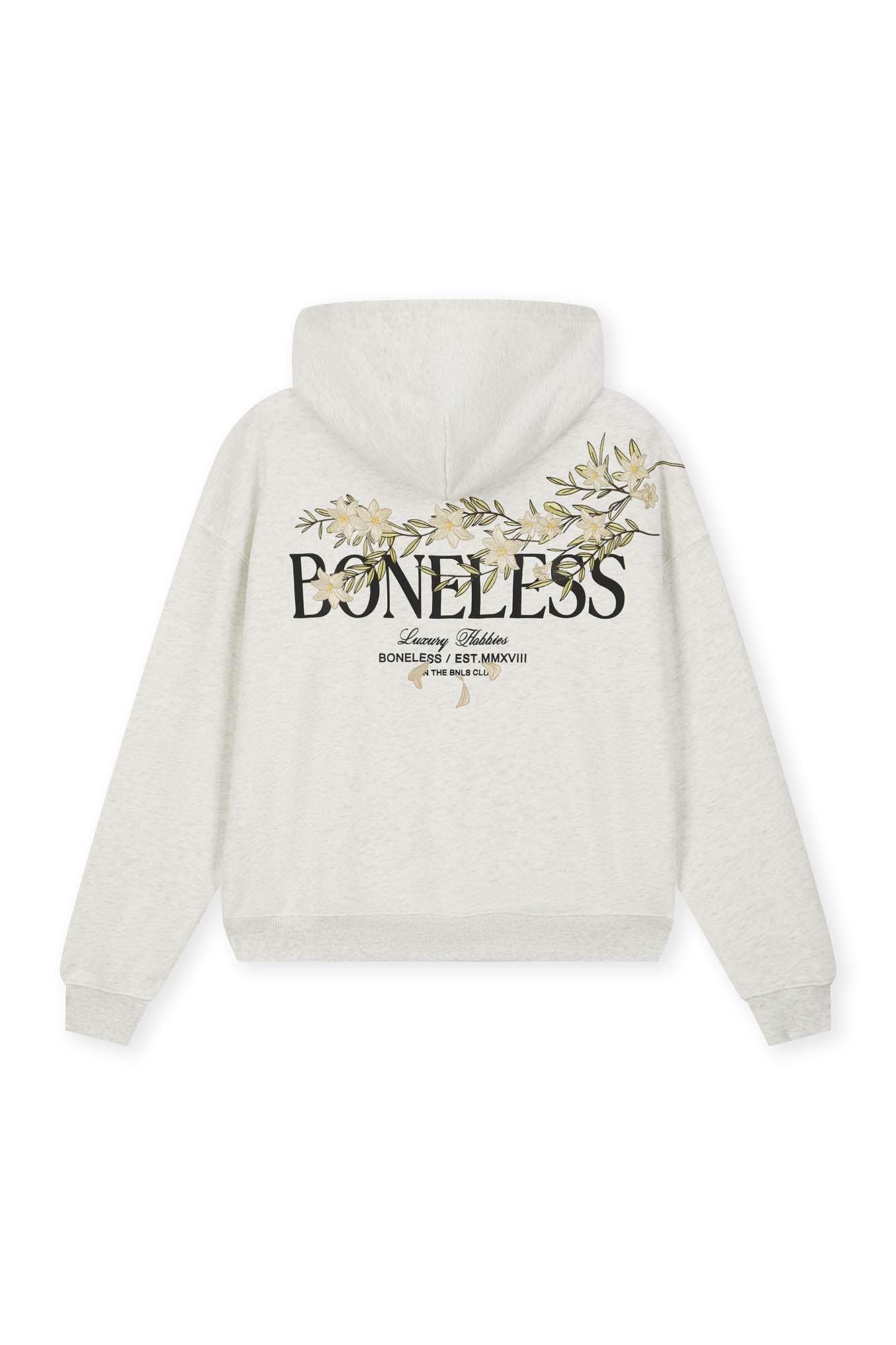 BONELESS Floral Embroidered Fleece-Lined Hoodie, premium urban and streetwear designers apparel on PROJECTISR.com, BONELESS