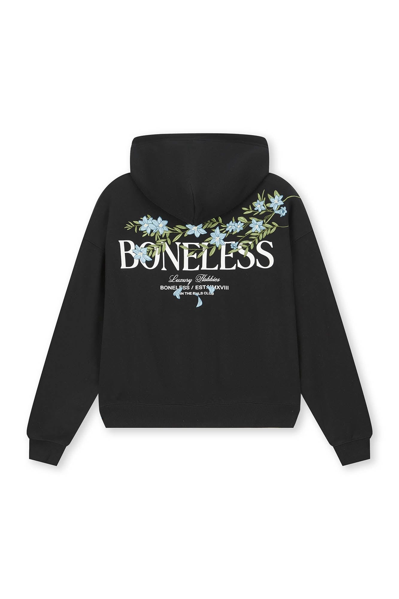 BONELESS Floral Embroidered Fleece-Lined Hoodie, premium urban and streetwear designers apparel on PROJECTISR.com, BONELESS