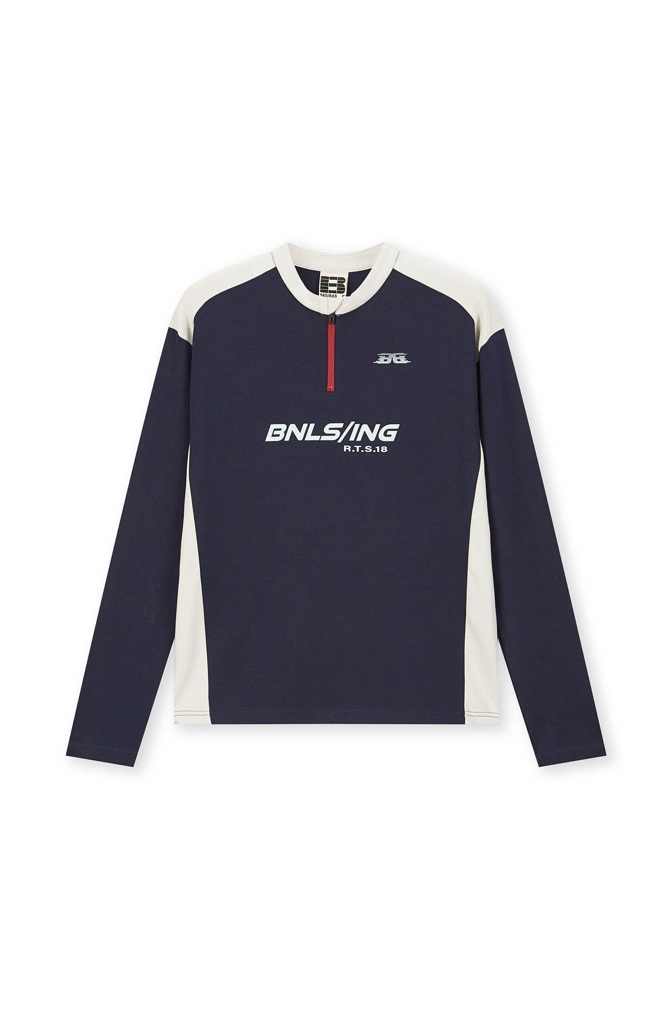 BONELESS Contrast Half-Zip Racing Long-Sleeve Tee, premium urban and streetwear designers apparel on PROJECTISR.com, BONELESS
