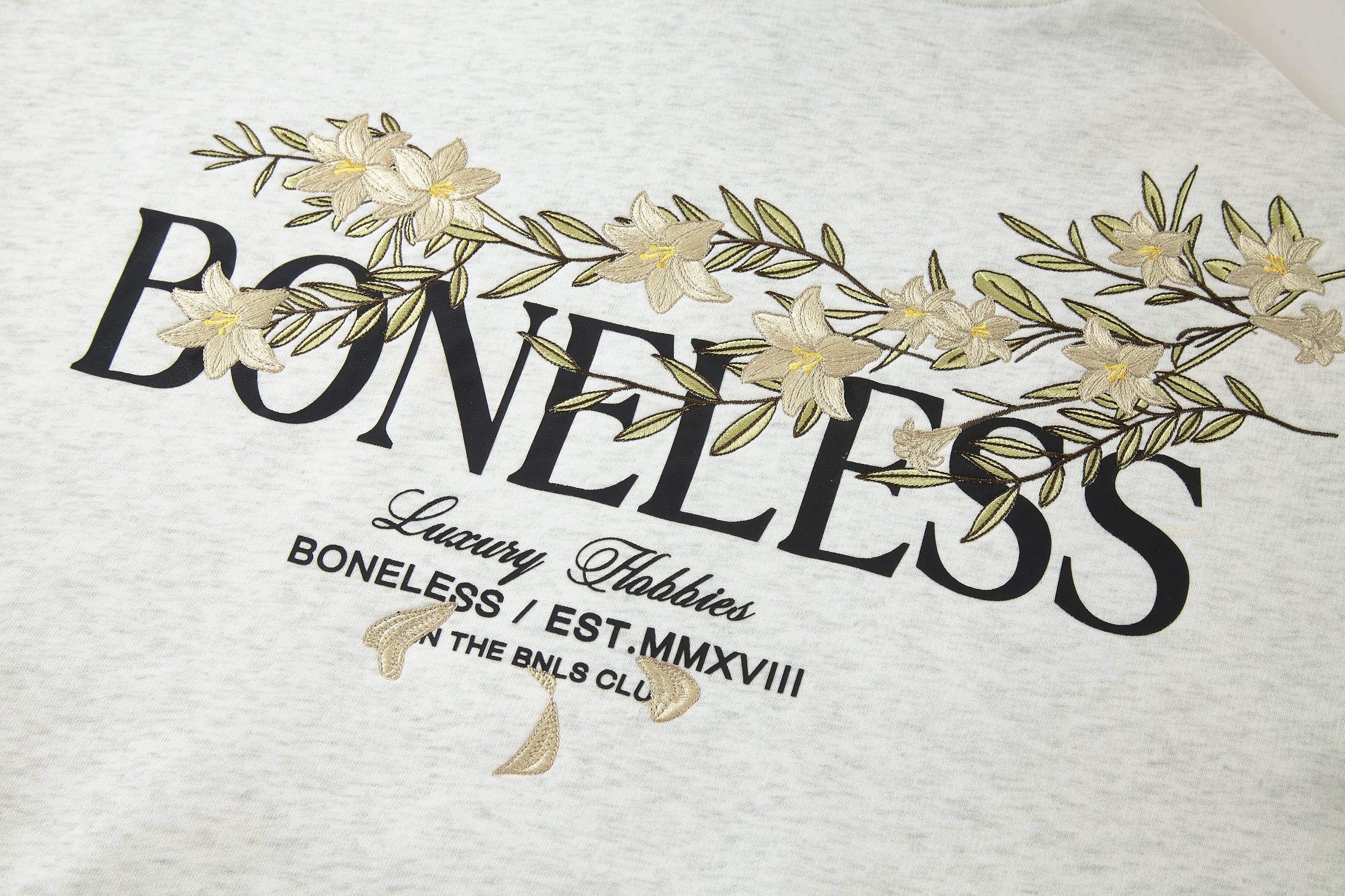 BONELESS Floral Embroidered Fleece-Lined Hoodie, premium urban and streetwear designers apparel on PROJECTISR.com, BONELESS