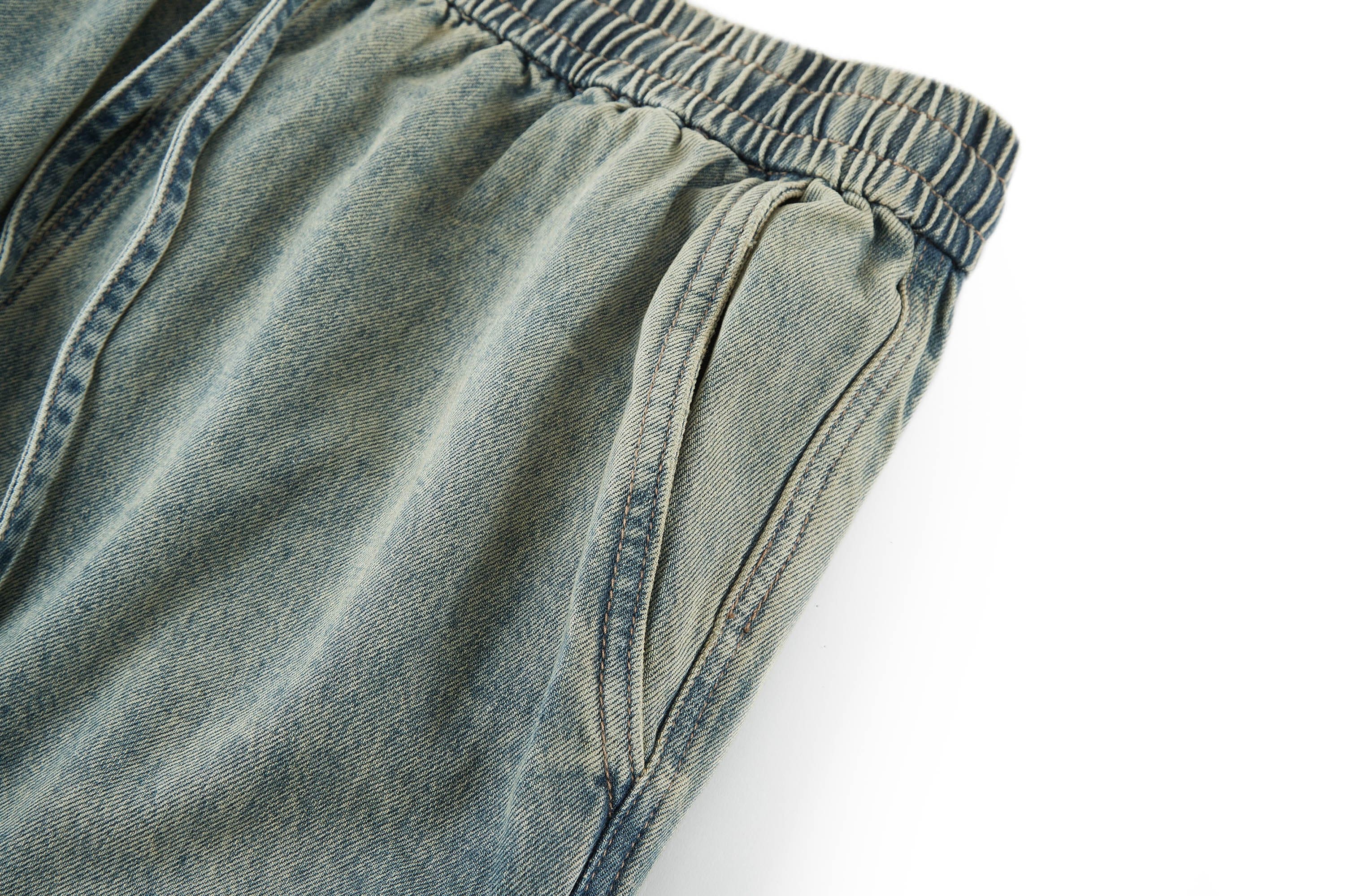 BONELESS Distressed Multi-Pocket Drawstring Cargo Jeans, premium urban and streetwear designers apparel on PROJECTISR.com, BONELESS