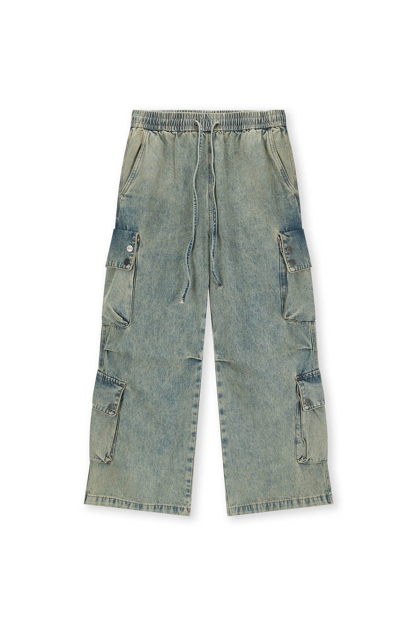 BONELESS Distressed Multi-Pocket Drawstring Cargo Jeans, premium urban and streetwear designers apparel on PROJECTISR.com, BONELESS