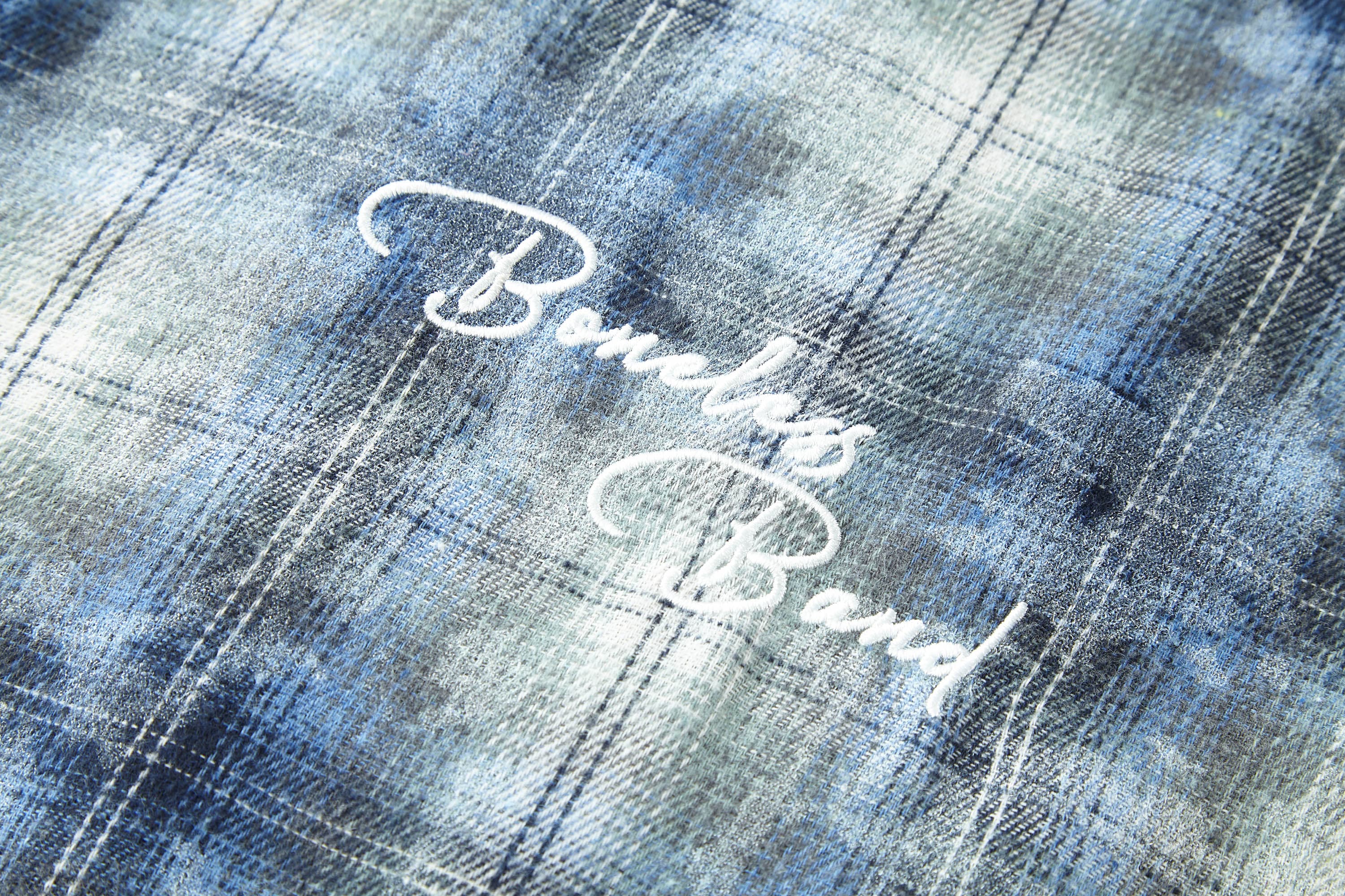 BONELESS Grunge Faded Check Band Patch Shirt, premium urban and streetwear designers apparel on PROJECTISR.com, BONELESS