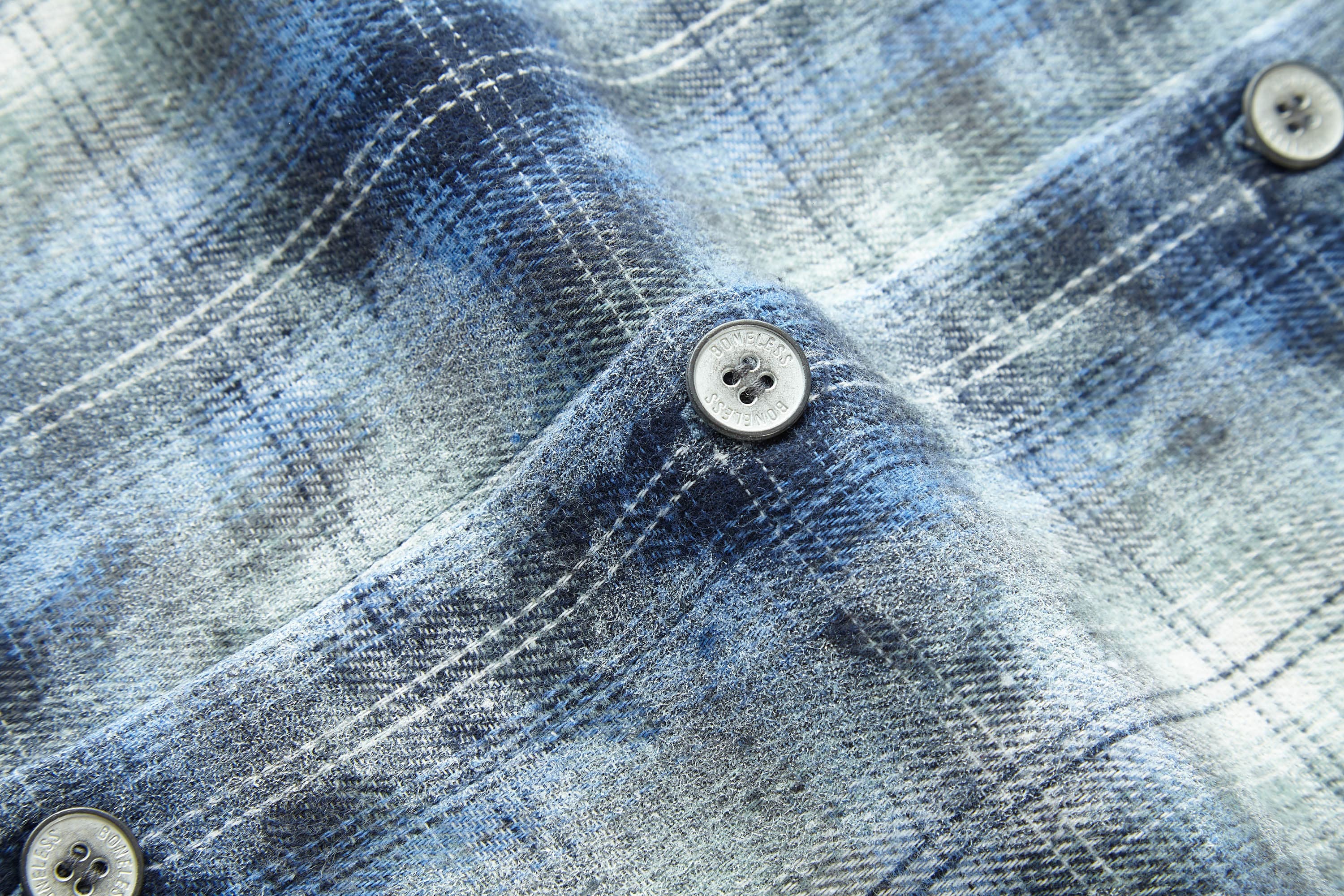 BONELESS Grunge Faded Check Band Patch Shirt, premium urban and streetwear designers apparel on PROJECTISR.com, BONELESS
