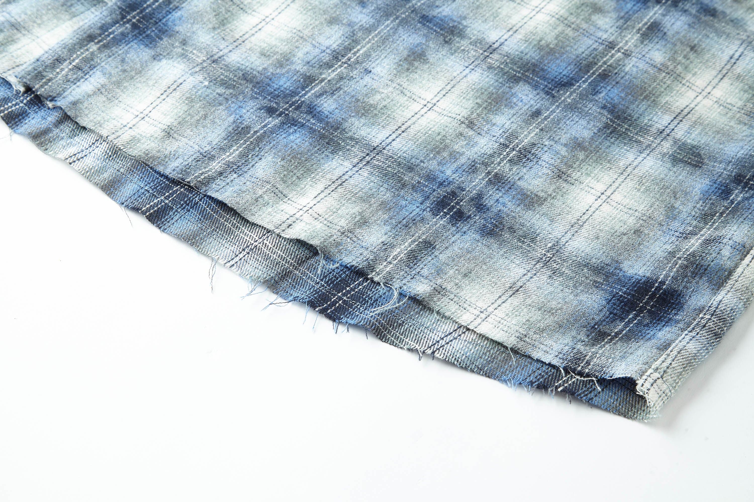 BONELESS Grunge Faded Check Band Patch Shirt, premium urban and streetwear designers apparel on PROJECTISR.com, BONELESS