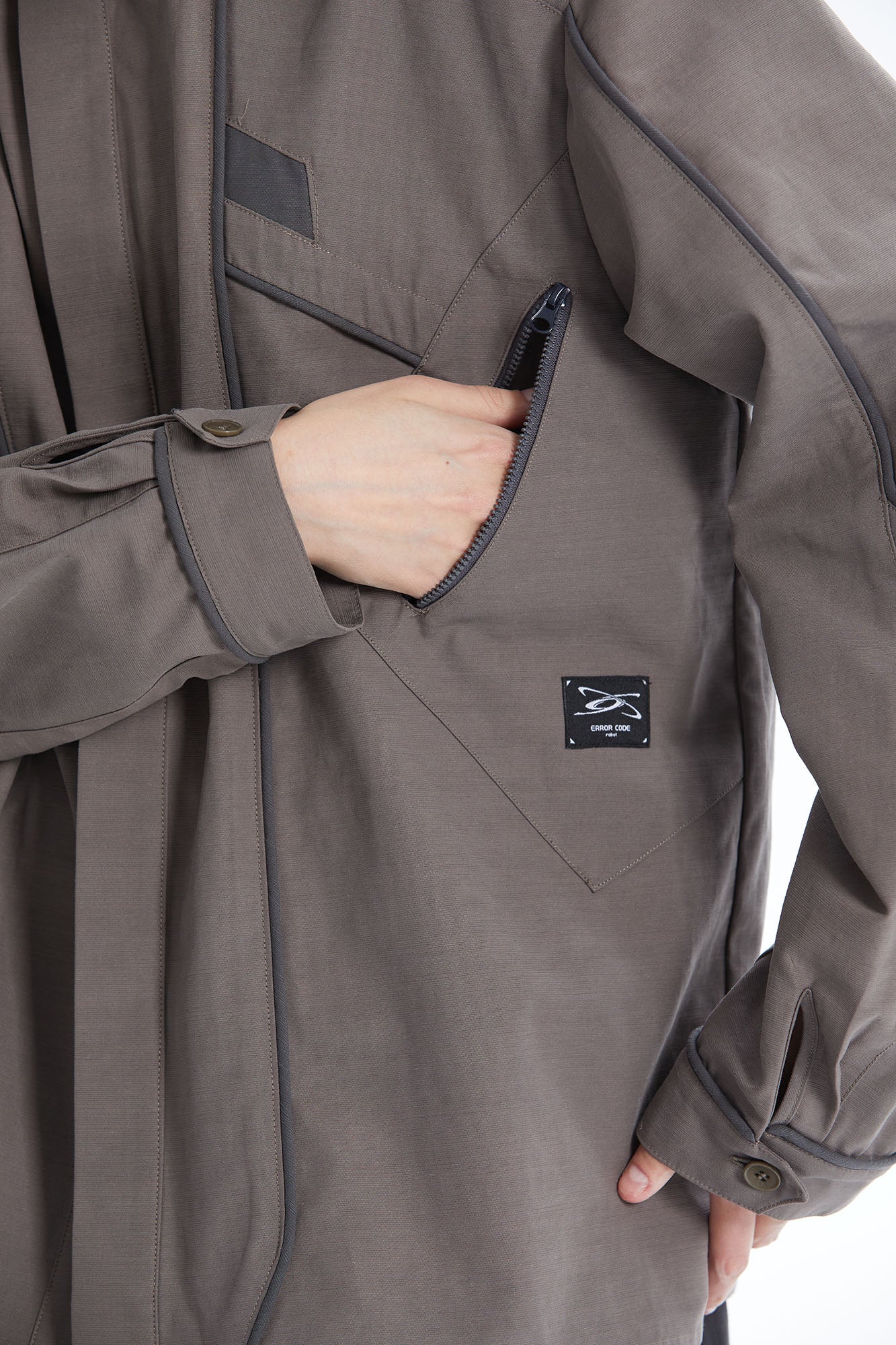 ERROR CODE ROBOT Modular Panel Button-Up Utility Shirt, premium urban and streetwear designers apparel on PROJECTISR.com, ERROR CODE ROBOT