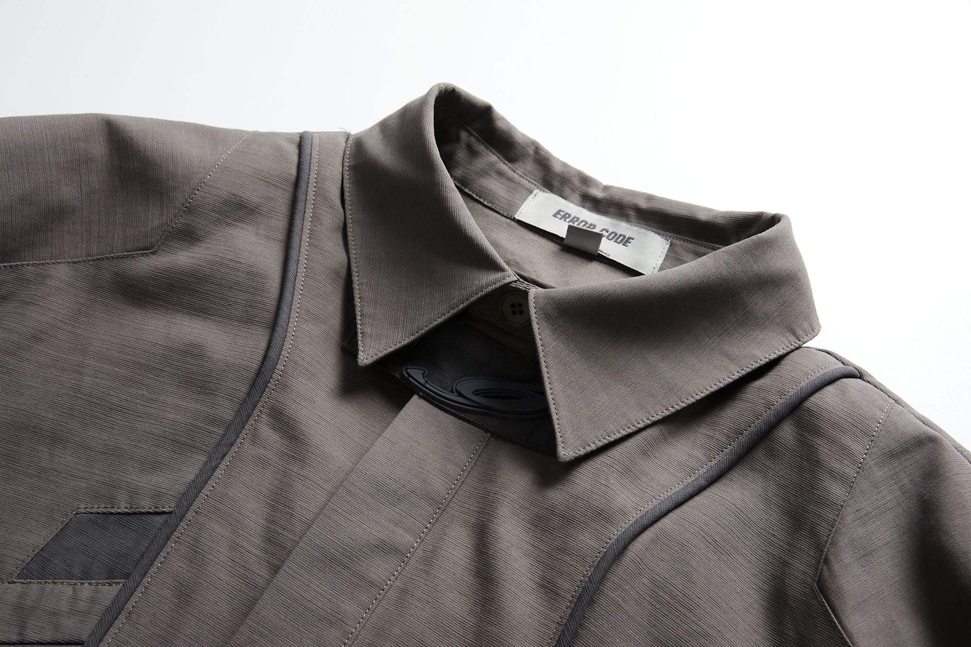ERROR CODE ROBOT Modular Panel Button-Up Utility Shirt, premium urban and streetwear designers apparel on PROJECTISR.com, ERROR CODE ROBOT
