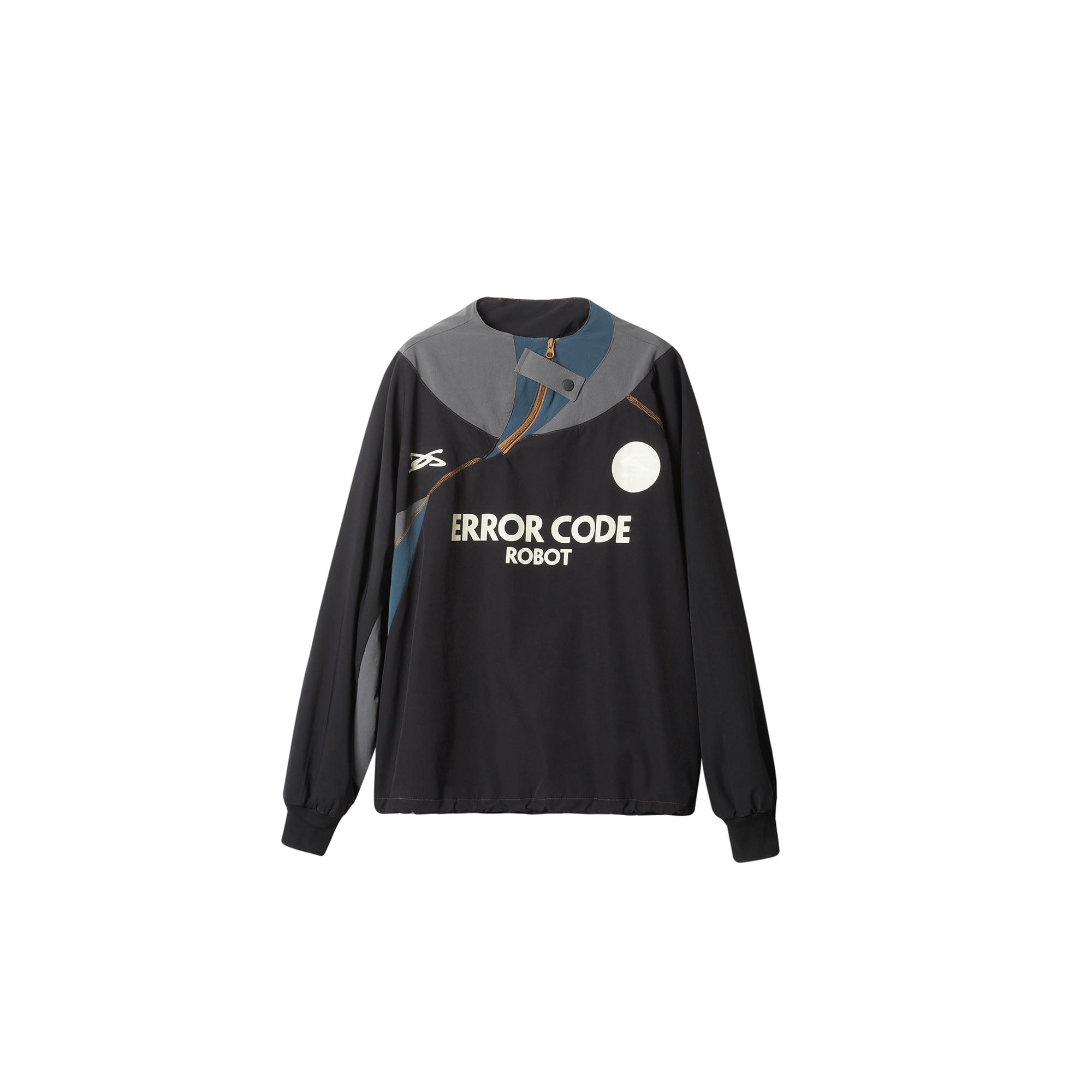 ERROR CODE ROBOT Asymmetric Zip Contrast Panel Sweatshirt, premium urban and streetwear designers apparel on PROJECTISR.com, ERROR CODE ROBOT