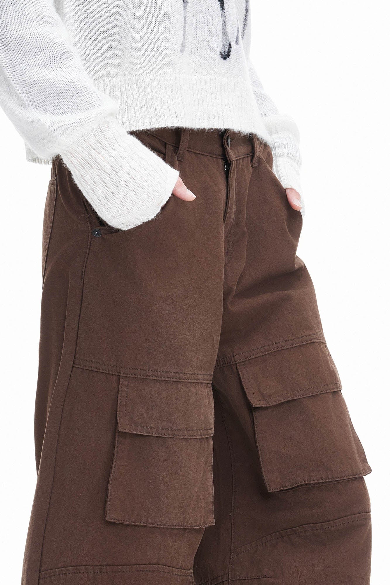 ARTIFICIAL WORLD Zip-Hem Multi-Pocket Wide-Leg Cargo, premium urban and streetwear designers apparel on PROJECTISR.com, ARTIFICIAL WORLD