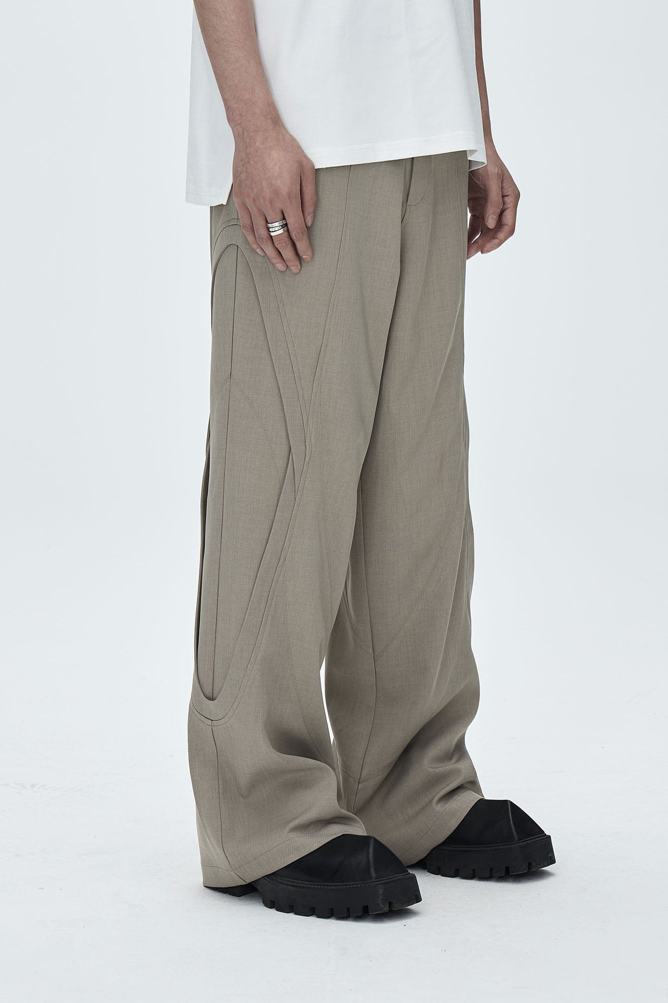 CATSSTAC Oval Curved Paneled Pants, premium urban and streetwear designers apparel on PROJECTISR.com, CATSSTAC