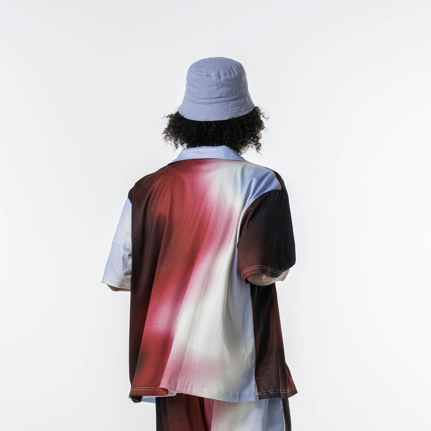 REDH Blazing Gradient Mesh Zip-up Half Shirt, premium urban and streetwear designers apparel on PROJECTISR.com, REDH