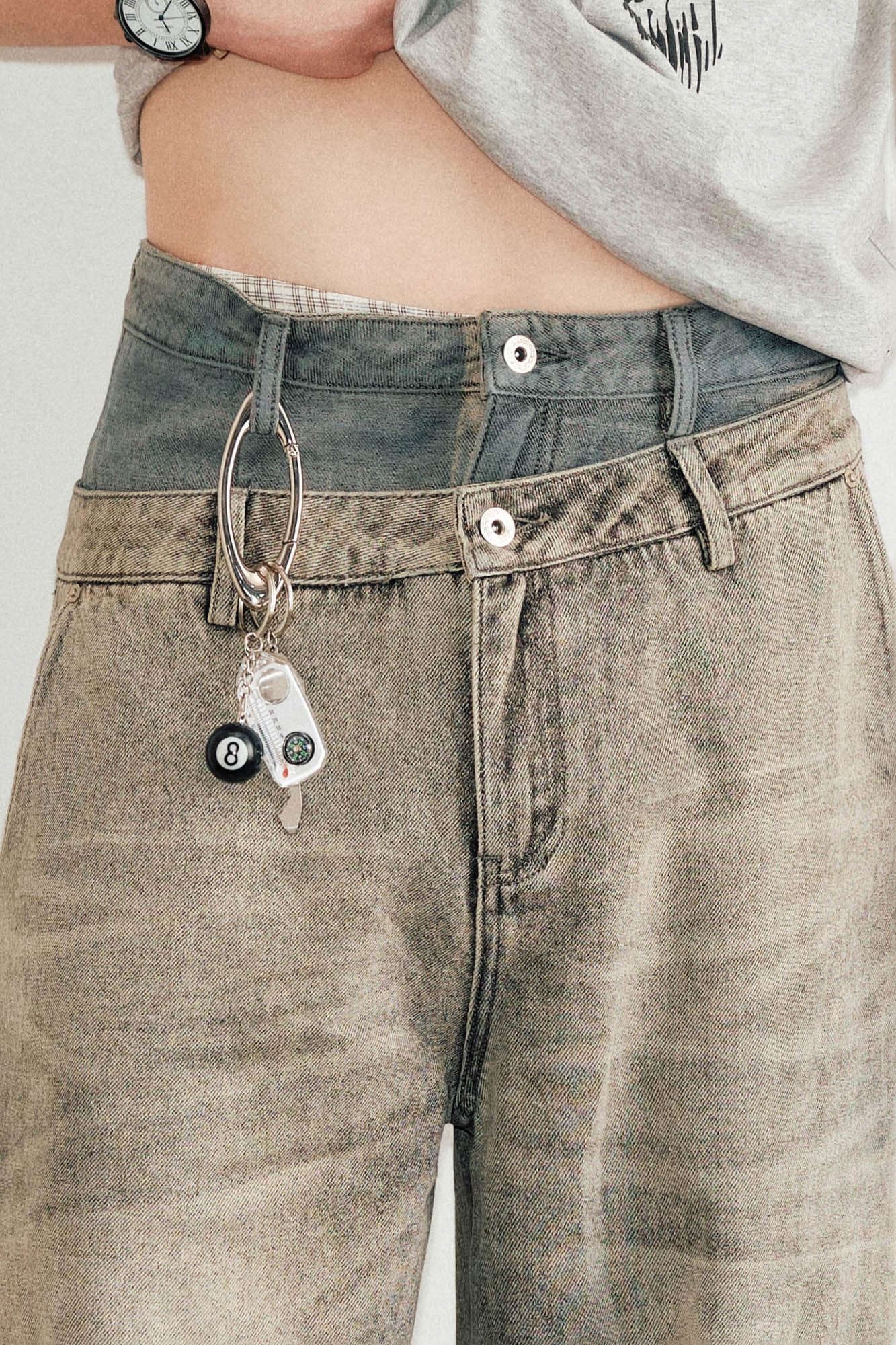 KREATE Washed Double-Waist Jeans, premium urban and streetwear designers apparel on PROJECTISR.com, KREATE
