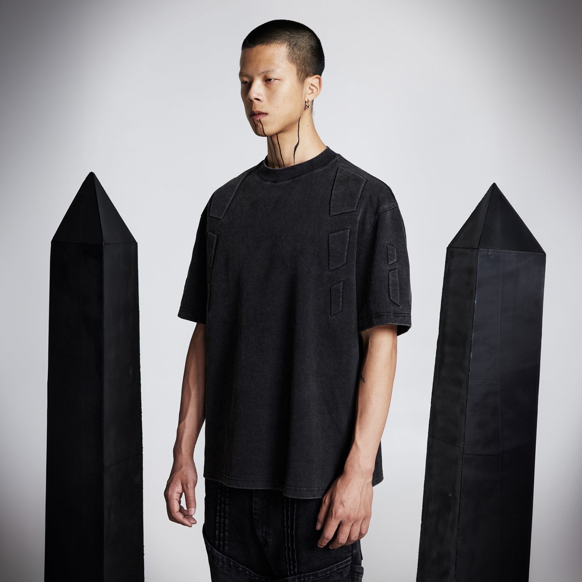 SSIN7 Armored Padded-Panel Washed T-Shirt, premium urban and streetwear designers apparel on PROJECTISR.com, SSIN7