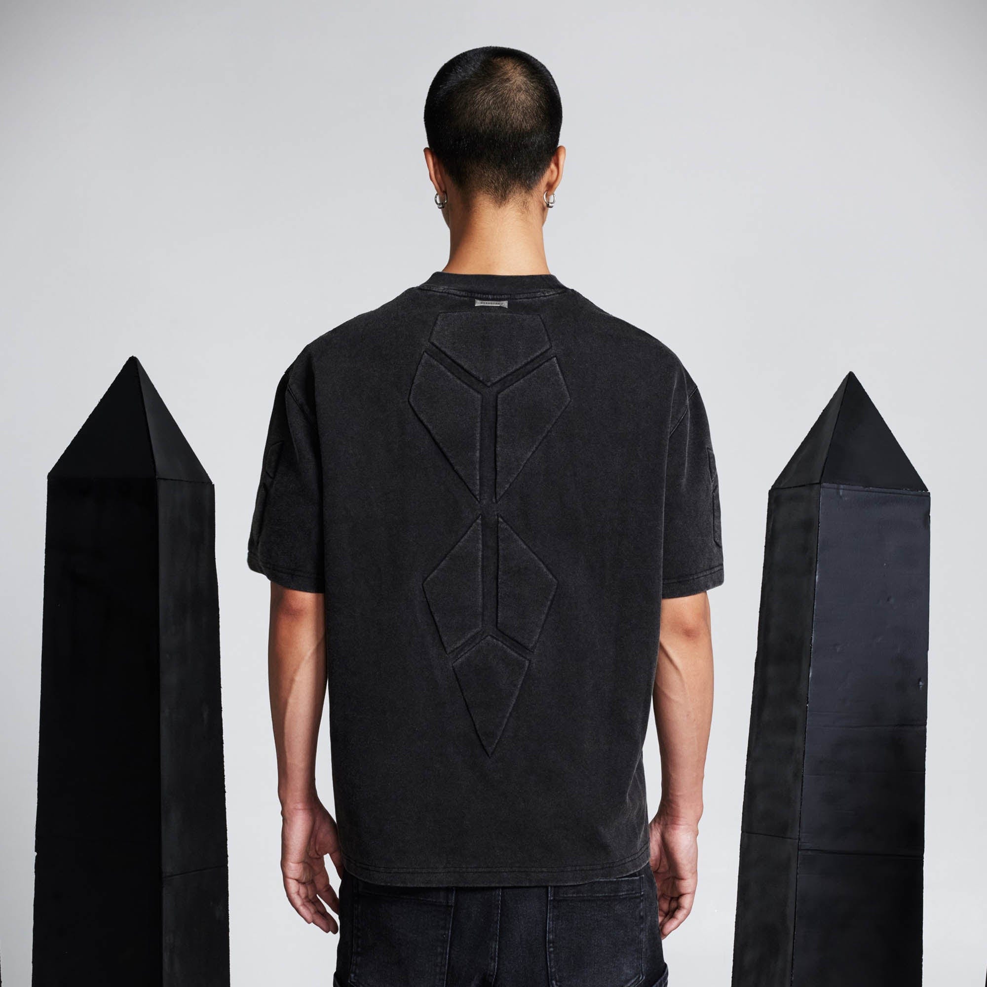 SSIN7 Armored Padded-Panel Washed T-Shirt, premium urban and streetwear designers apparel on PROJECTISR.com, SSIN7