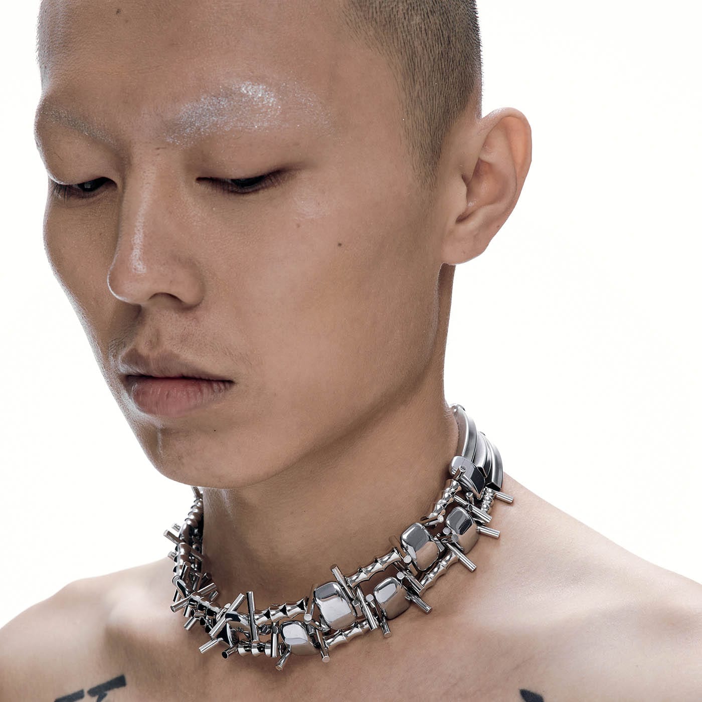 ILLUSORY Double-Strand Jointed Thorn Chocker, premium urban and streetwear designers apparel on PROJECTISR.com, ILLUSORY