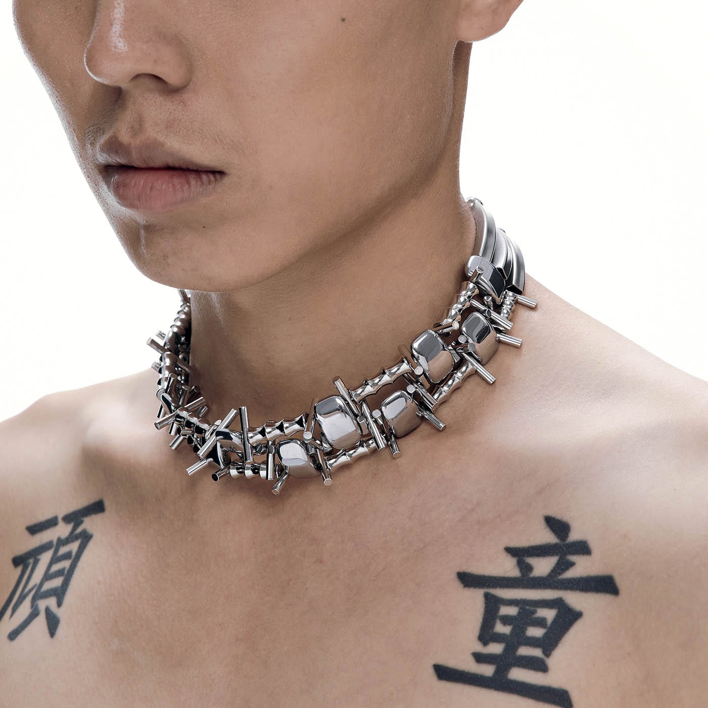 ILLUSORY Double-Strand Jointed Thorn Chocker, premium urban and streetwear designers apparel on PROJECTISR.com, ILLUSORY