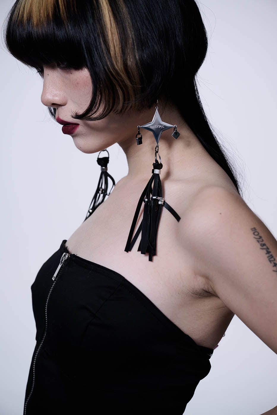 ILLUSORY Four-Pointed Star Tassel Earrings, premium urban and streetwear designers apparel on PROJECTISR.com, ILLUSORY