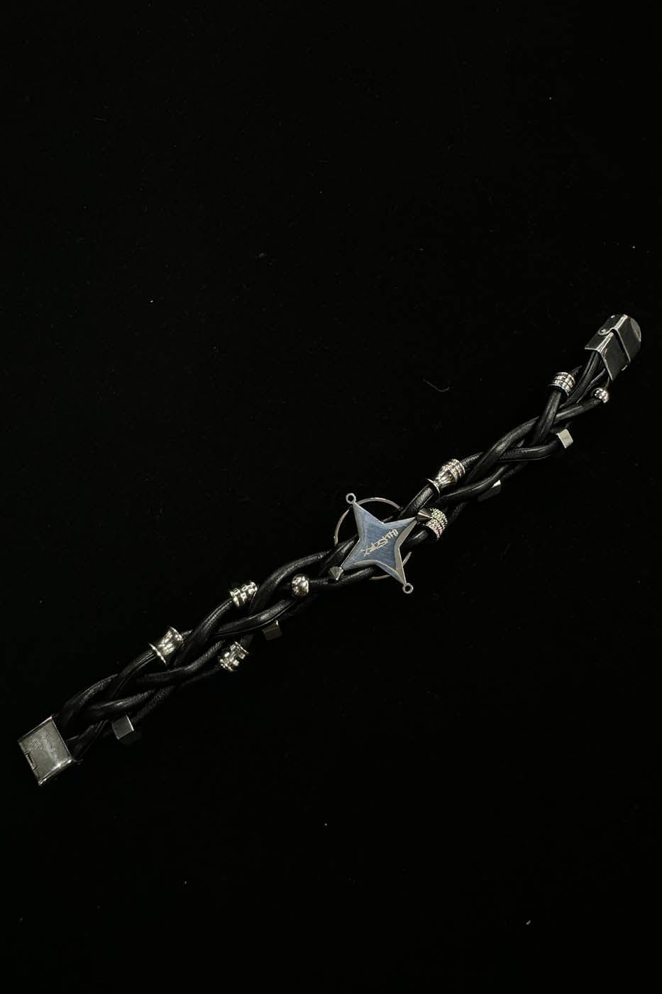 ILLUSORY Four-Point Star Braided Faux Leather Bracelet, premium urban and streetwear designers apparel on PROJECTISR.com, ILLUSORY