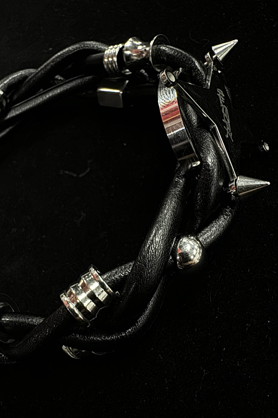 ILLUSORY Four-Point Star Braided Faux Leather Bracelet, premium urban and streetwear designers apparel on PROJECTISR.com, ILLUSORY