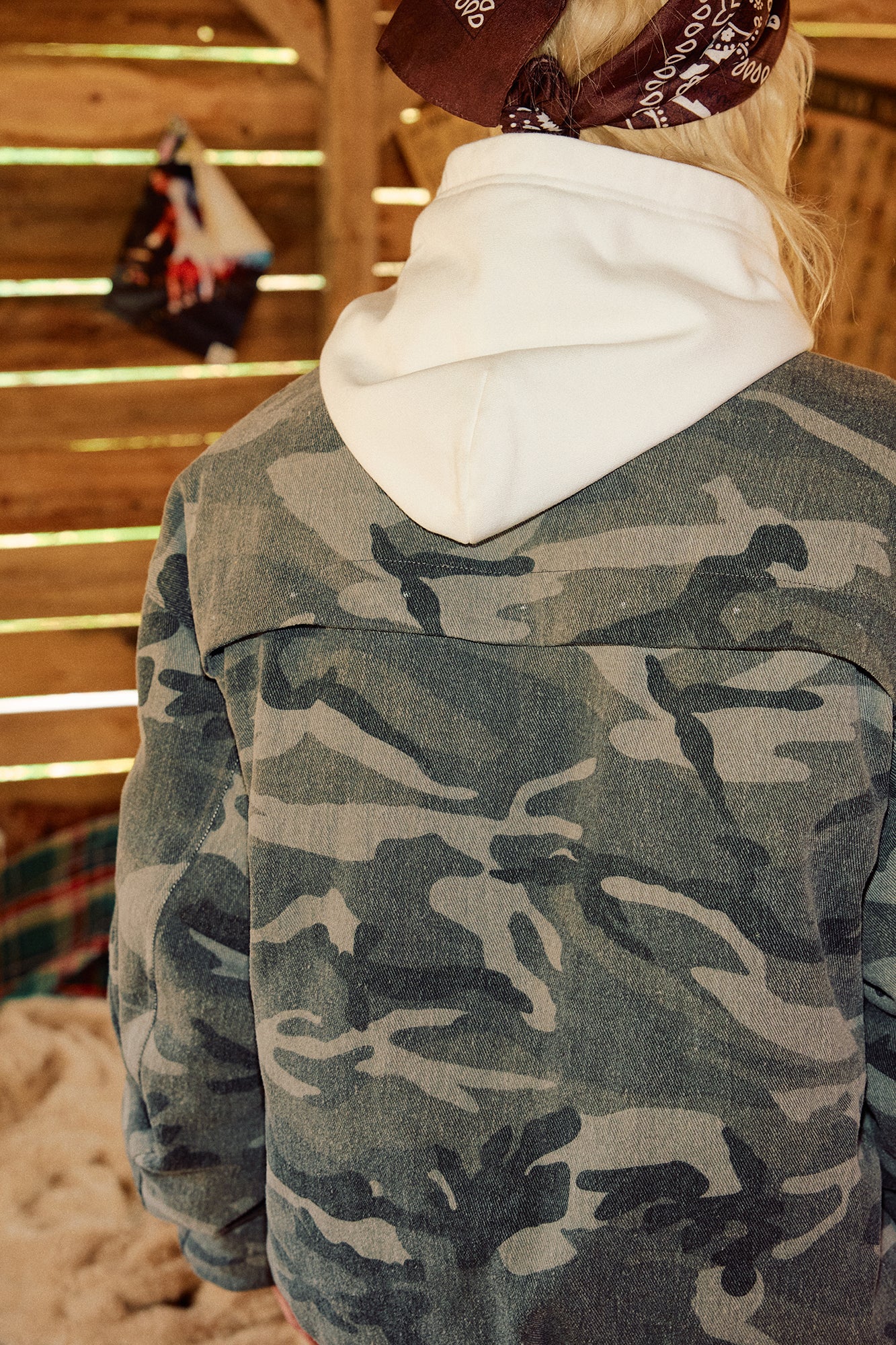 DONSMOKE Paneled Camo Embroidered LOGO Bomber Jacket