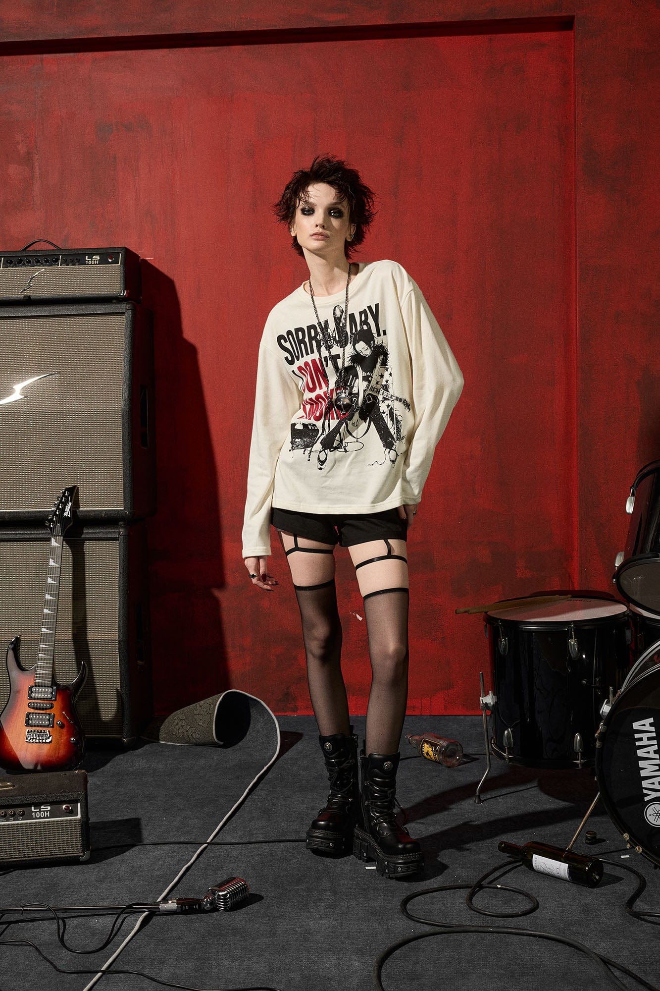 DONSMOKE×NANA Punk Band Graphic Long-Sleeve Tee, premium urban and streetwear designers apparel on PROJECTISR.com, DONSMOKE