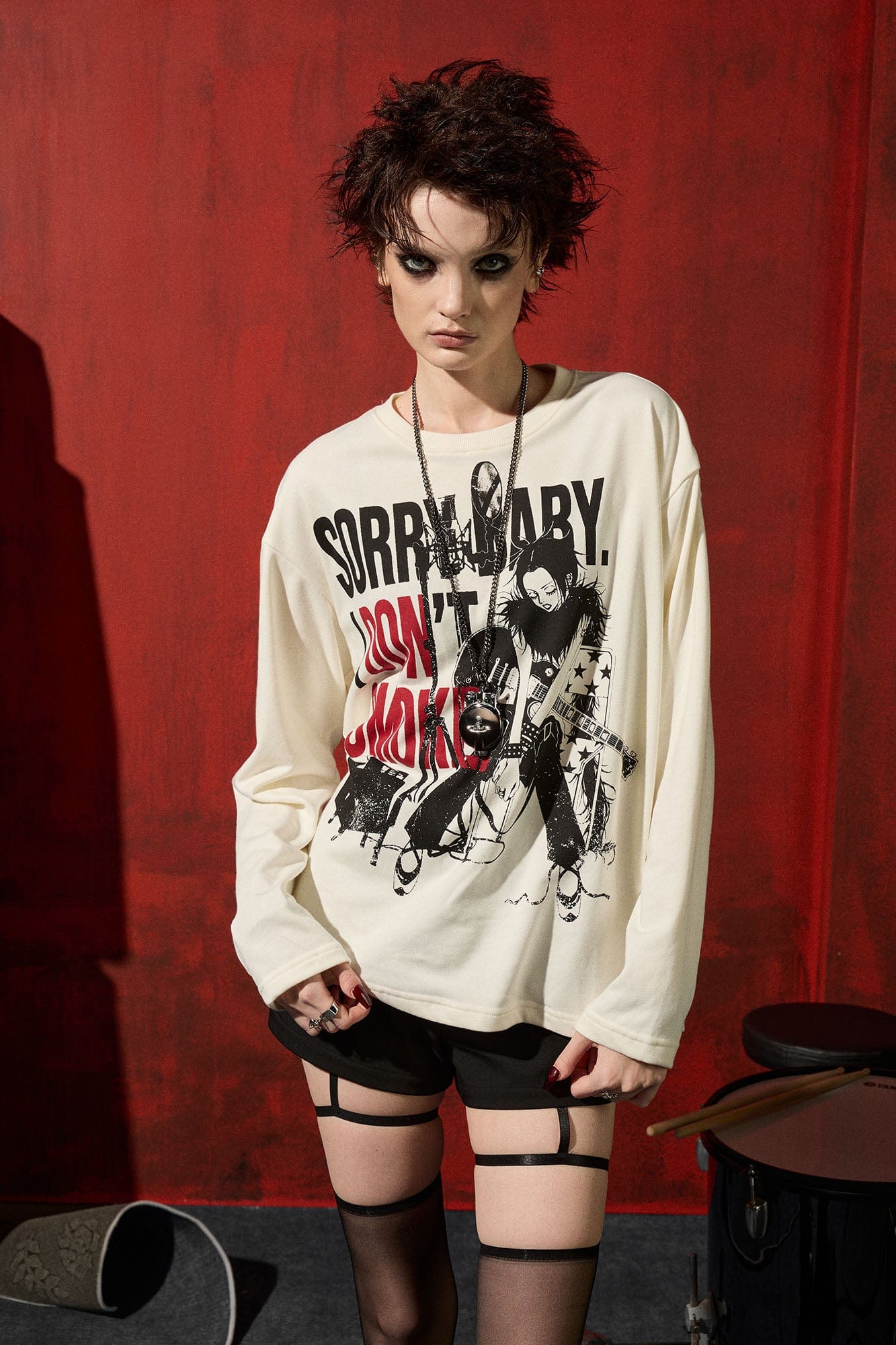 DONSMOKE×NANA Punk Band Graphic Long-Sleeve Tee, premium urban and streetwear designers apparel on PROJECTISR.com, DONSMOKE