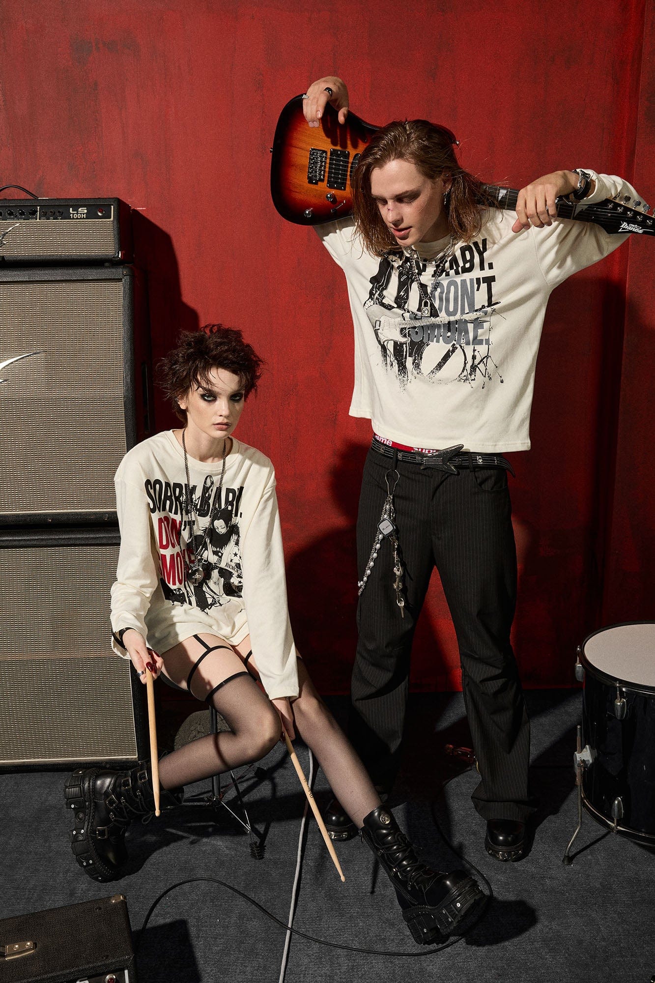 DONSMOKE×NANA Punk Band Graphic Long-Sleeve Tee, premium urban and streetwear designers apparel on PROJECTISR.com, DONSMOKE