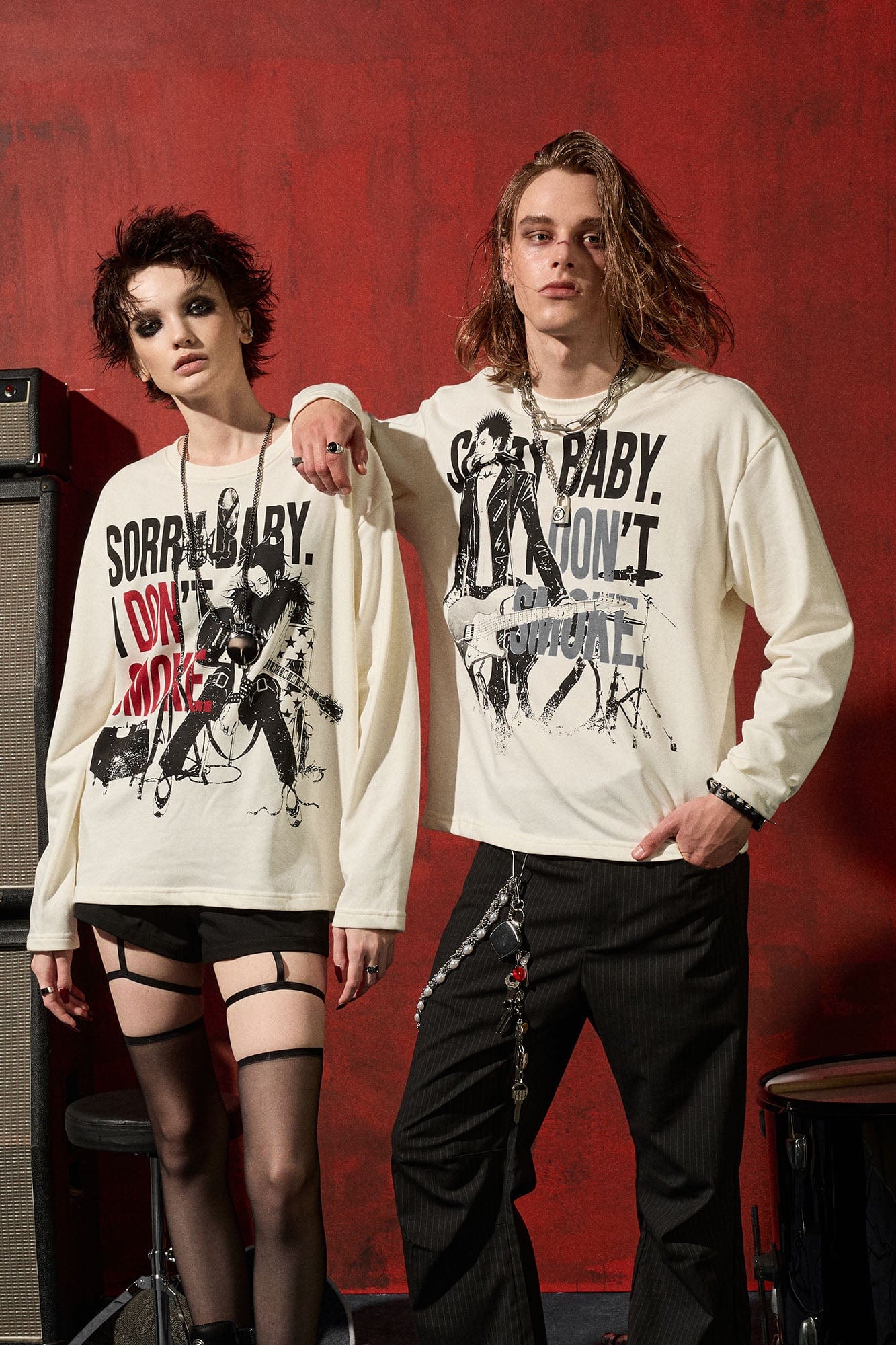 DONSMOKE×NANA Punk Band Graphic Long-Sleeve Tee, premium urban and streetwear designers apparel on PROJECTISR.com, DONSMOKE