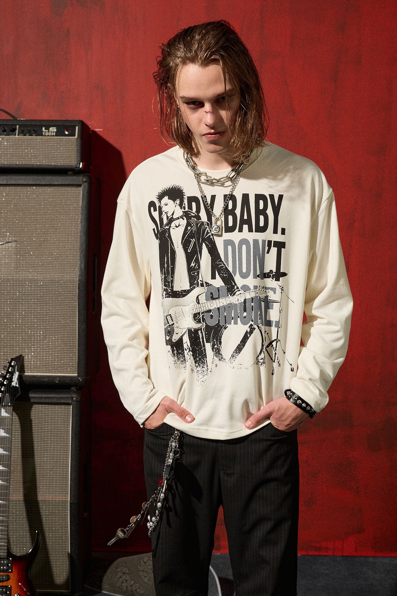 DONSMOKE×NANA Punk Band Graphic Long-Sleeve Tee, premium urban and streetwear designers apparel on PROJECTISR.com, DONSMOKE