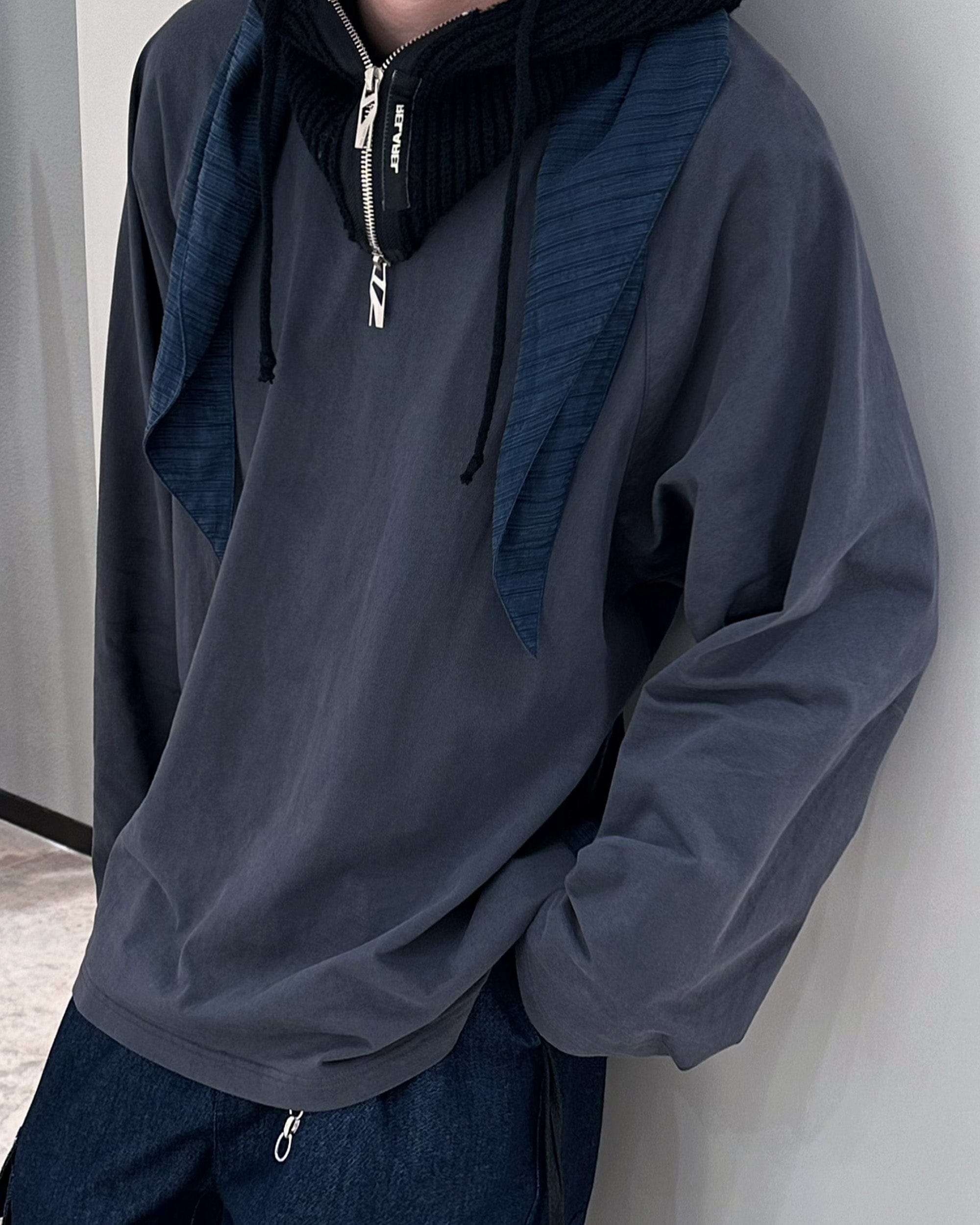 RELABEL Deconstructed Scarf Long-Sleeve Tee, premium urban and streetwear designers apparel on PROJECTISR.com, RELABEL