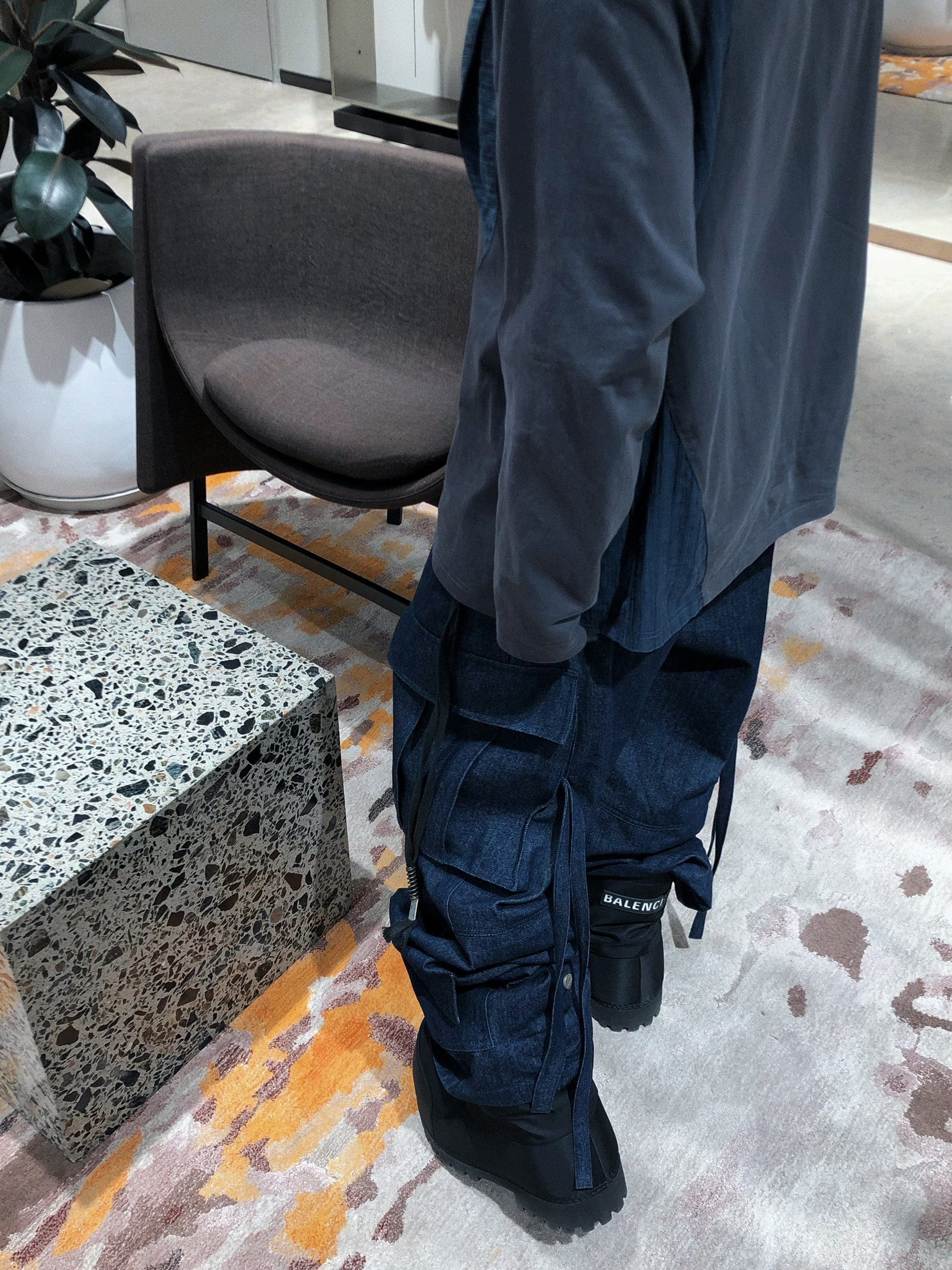 RELABEL Straped Big Pockets Rivet Washed Denim Cargo, premium urban and streetwear designers apparel on PROJECTISR.com, RELABEL