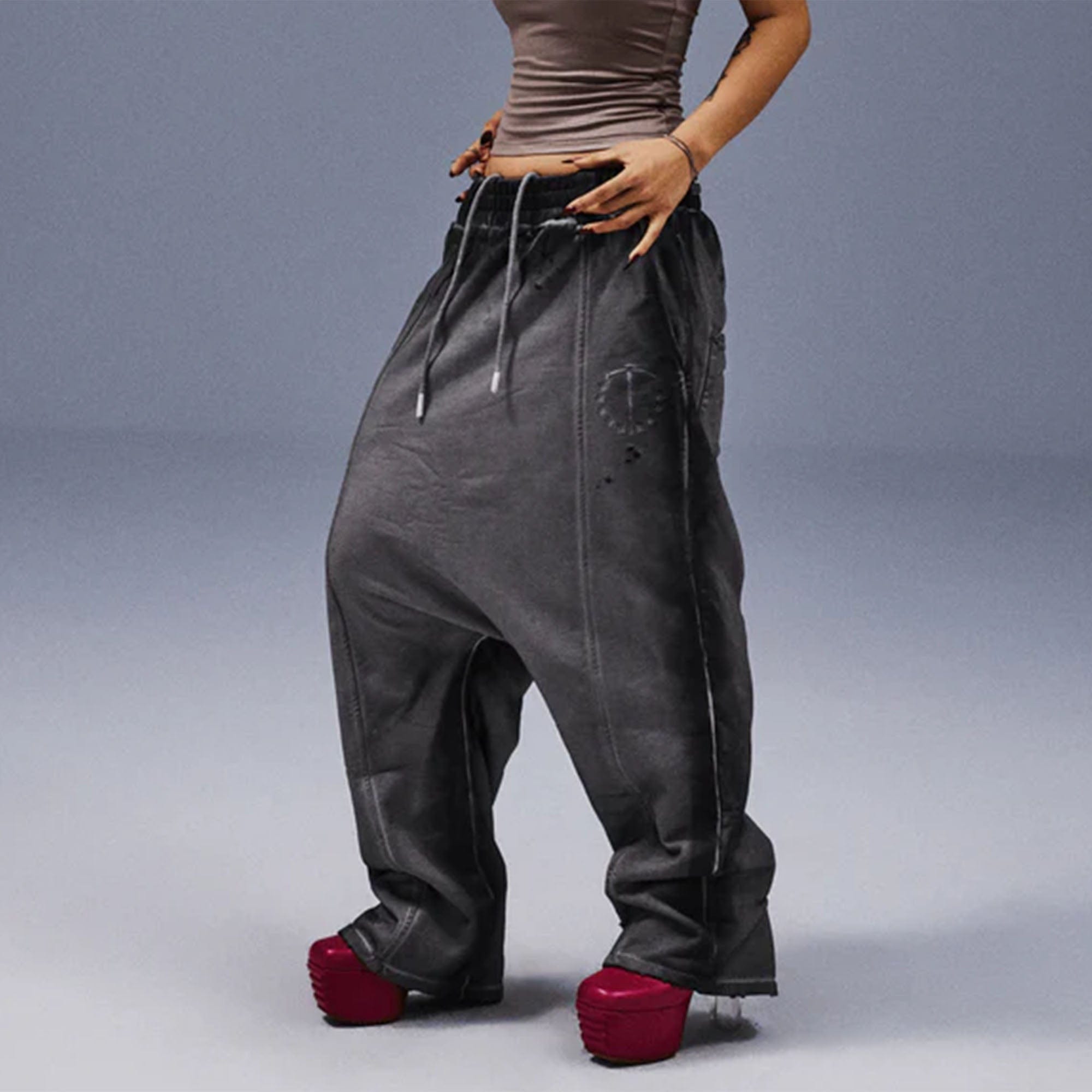 TECNINEGROUP Middle-Panel Washed Drop-Crotch Sweatpants, premium urban and streetwear designers apparel on PROJECTISR.com, TECNINEGROUP
