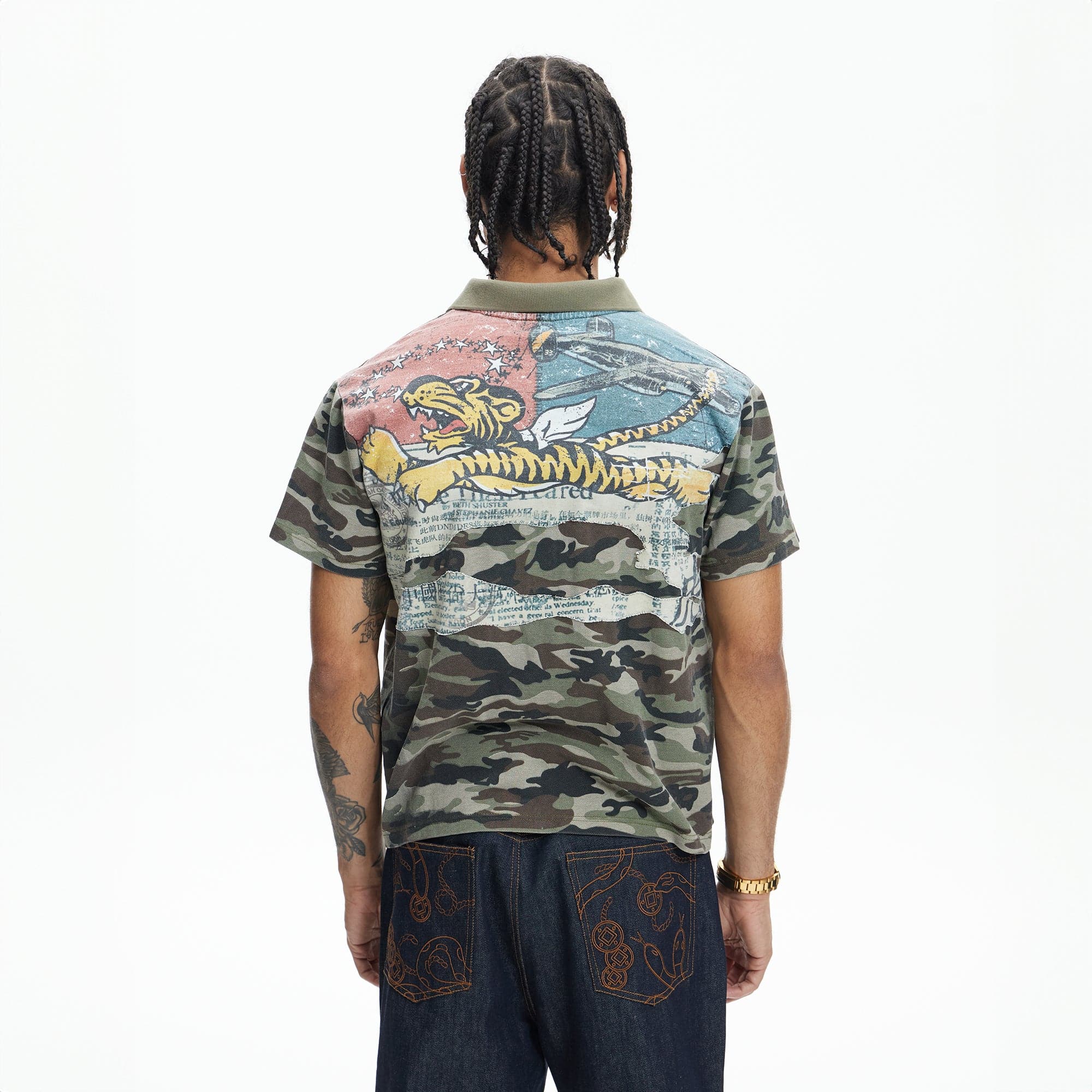 DND4DES Camo Flying Tiger Polo T-Shirt, premium urban and streetwear designers apparel on PROJECTISR.com, DND4DES