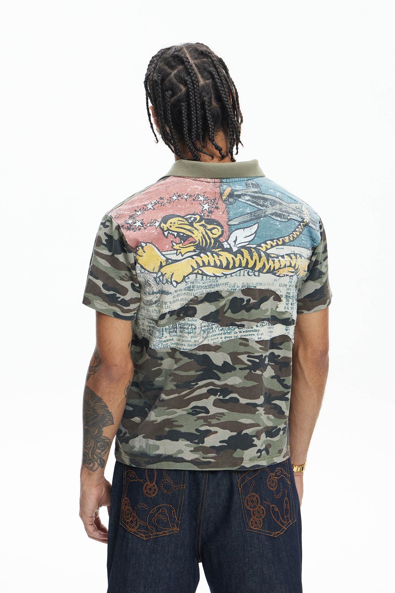 DND4DES Camo Flying Tiger Polo T-Shirt, premium urban and streetwear designers apparel on PROJECTISR.com, DND4DES