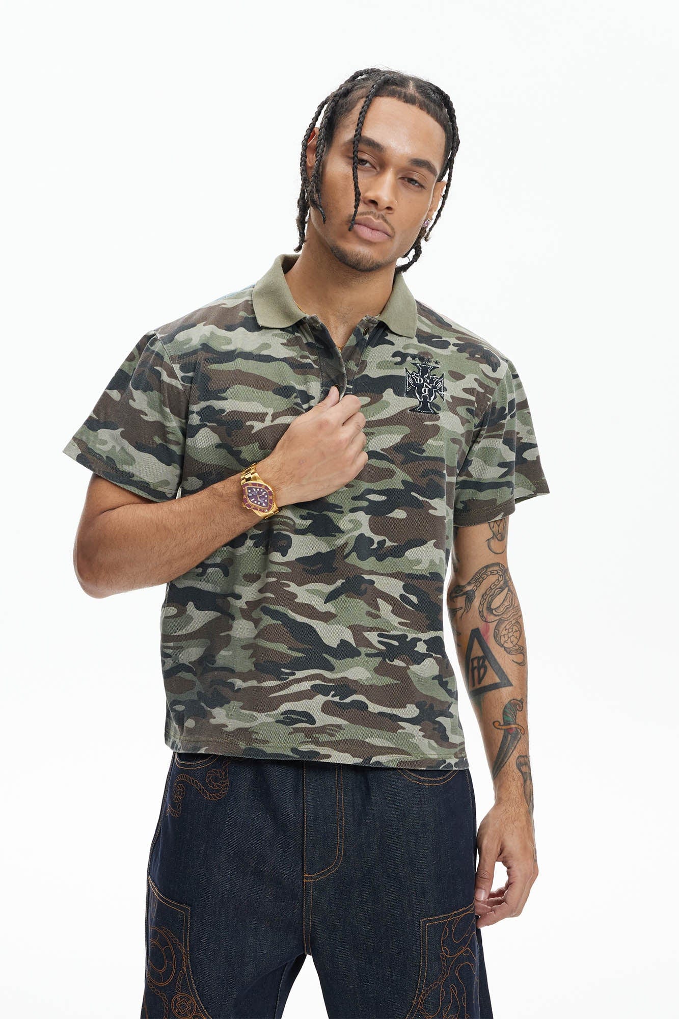 DND4DES Camo Flying Tiger Polo T-Shirt, premium urban and streetwear designers apparel on PROJECTISR.com, DND4DES
