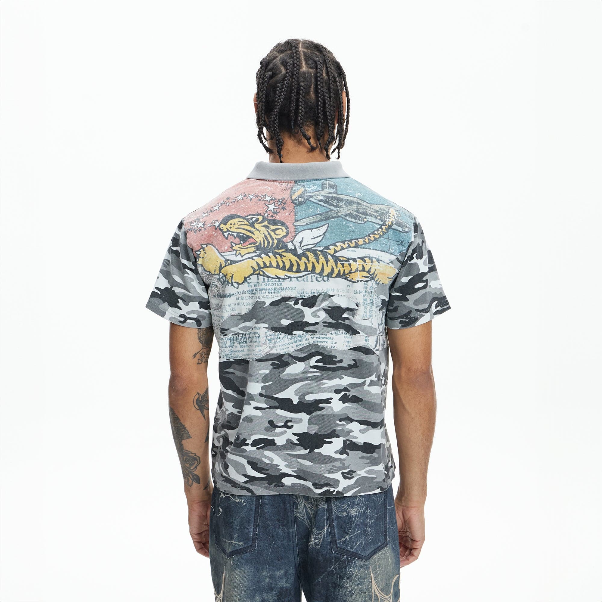 DND4DES Camo Flying Tiger Polo T-Shirt, premium urban and streetwear designers apparel on PROJECTISR.com, DND4DES