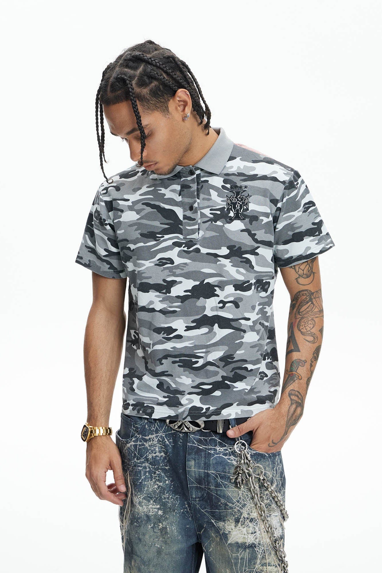 DND4DES Camo Flying Tiger Polo T-Shirt, premium urban and streetwear designers apparel on PROJECTISR.com, DND4DES