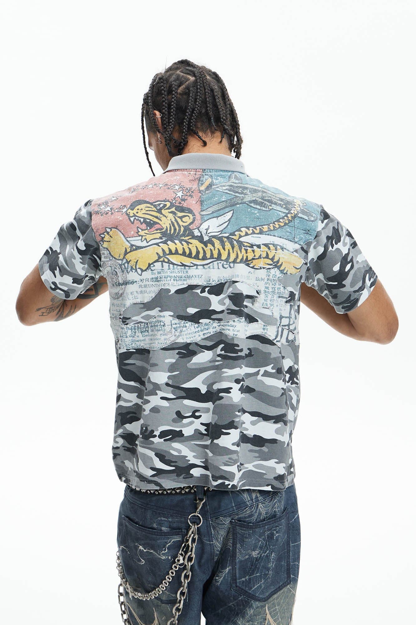 DND4DES Camo Flying Tiger Polo T-Shirt, premium urban and streetwear designers apparel on PROJECTISR.com, DND4DES