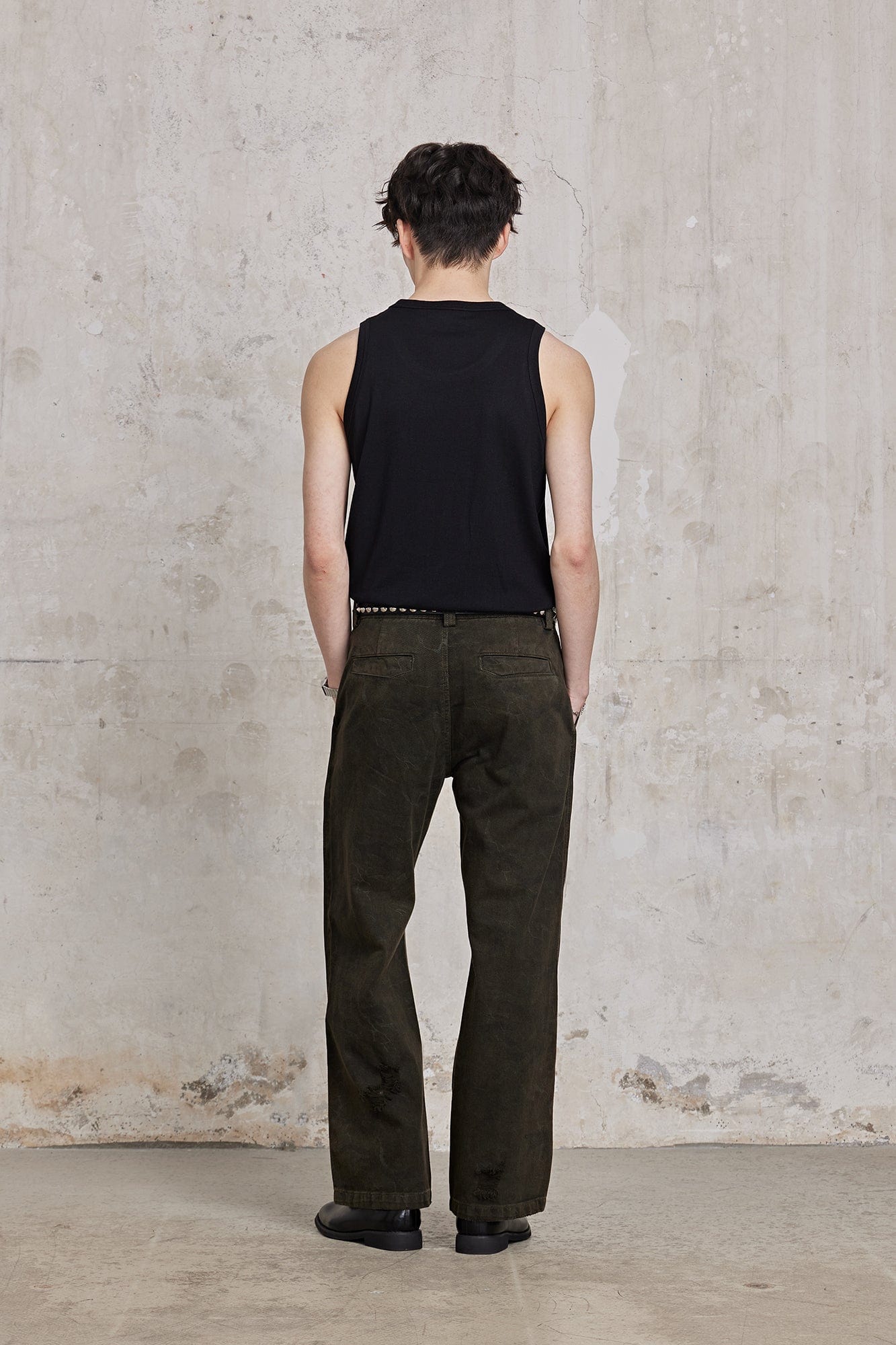FACEONLAB Ripped Cracked Straight-Leg Pant, premium urban and streetwear designers apparel on PROJECTISR.com, FACEONLAB