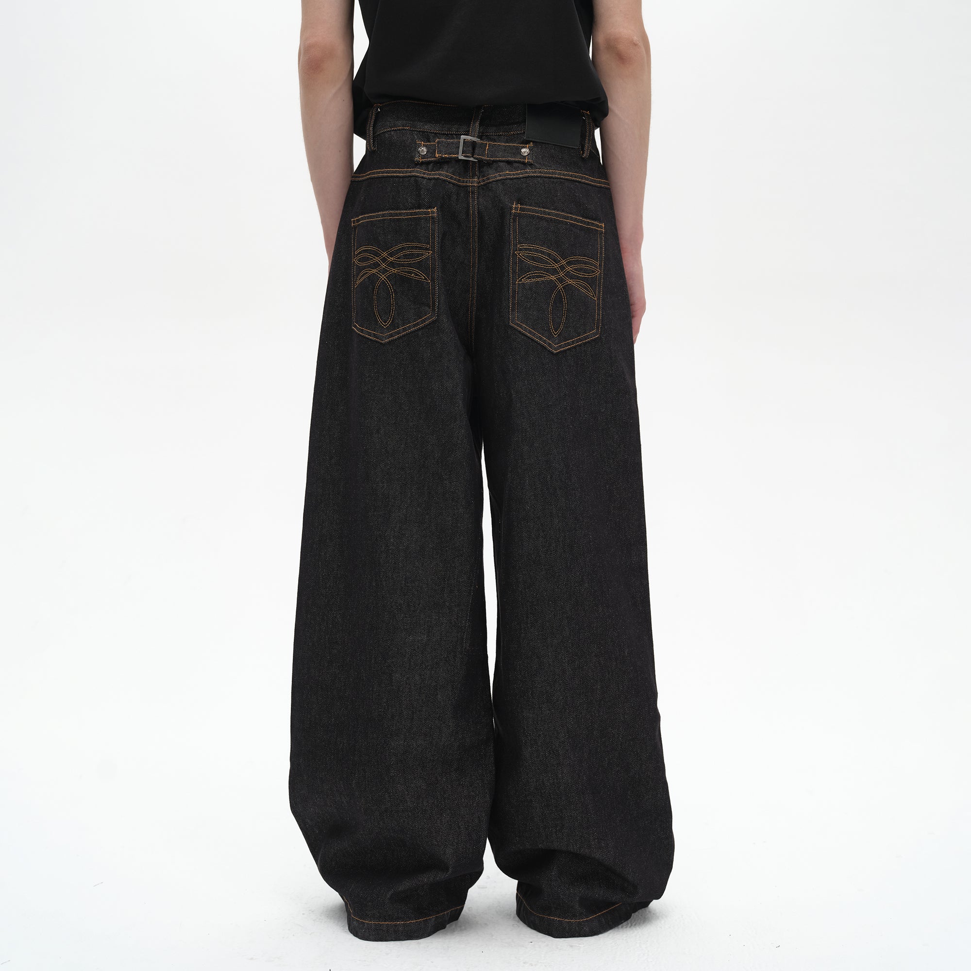 SADSOUP Contrast Stitch Wide-Leg Jeans