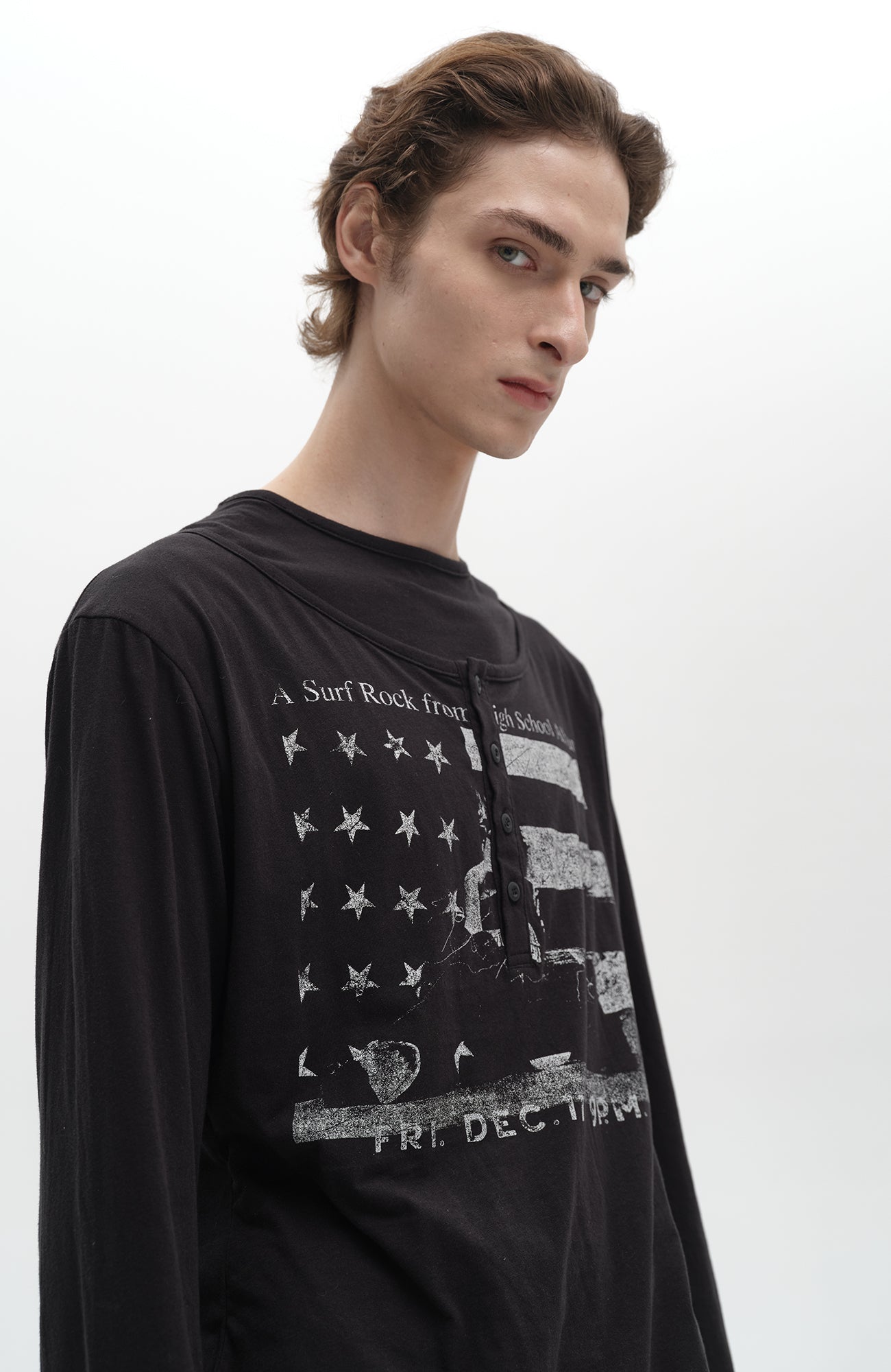 SADSOUP Layered Henley Graphic Long-Sleeve Tee