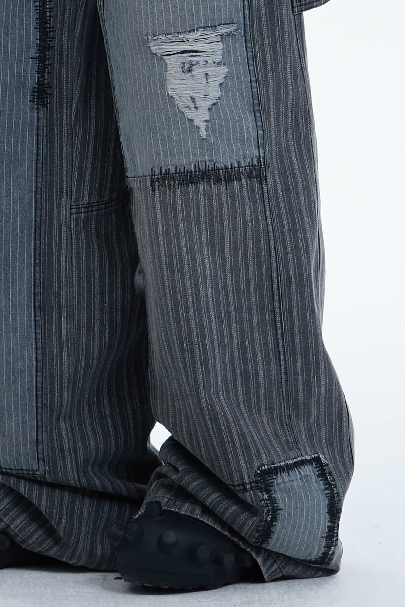 DND4DES Striped Patchwork Distressed Baggy Jeans, premium urban and streetwear designers apparel on PROJECTISR.com, DND4DES