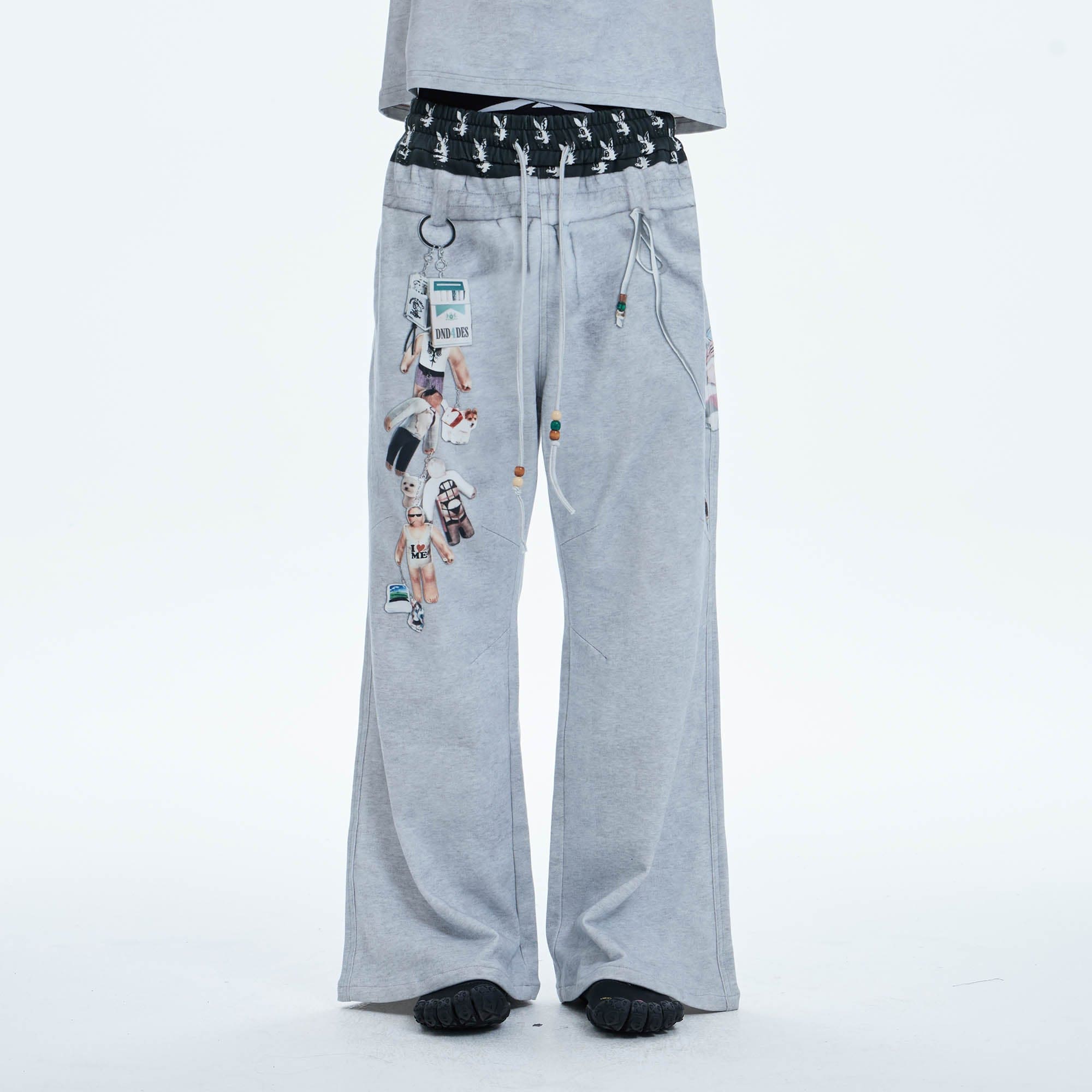 DND4DES Doll Charm Graphic Double-Waist Sweatpants, premium urban and streetwear designers apparel on PROJECTISR.com, DND4DES