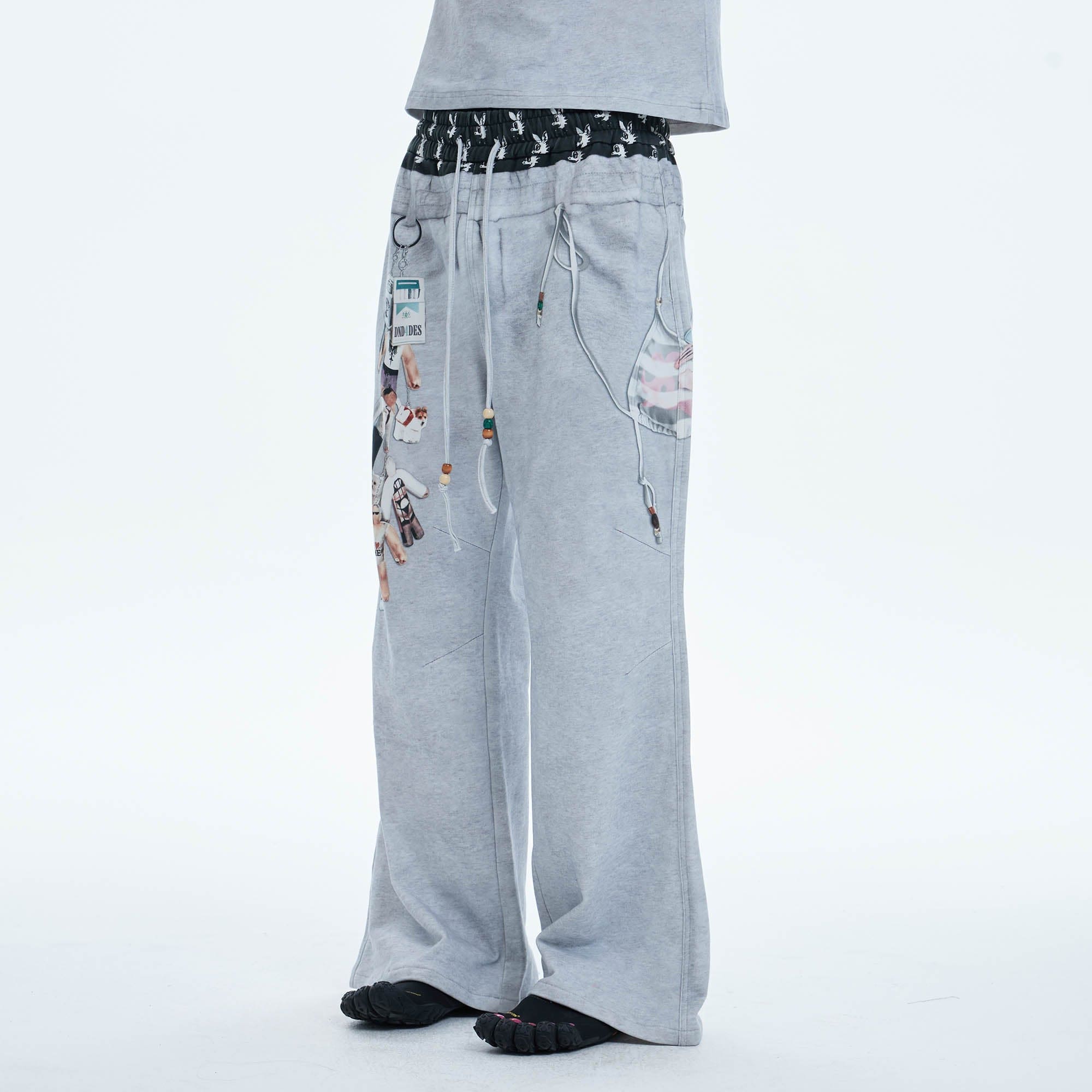 DND4DES Doll Charm Graphic Double-Waist Sweatpants, premium urban and streetwear designers apparel on PROJECTISR.com, DND4DES