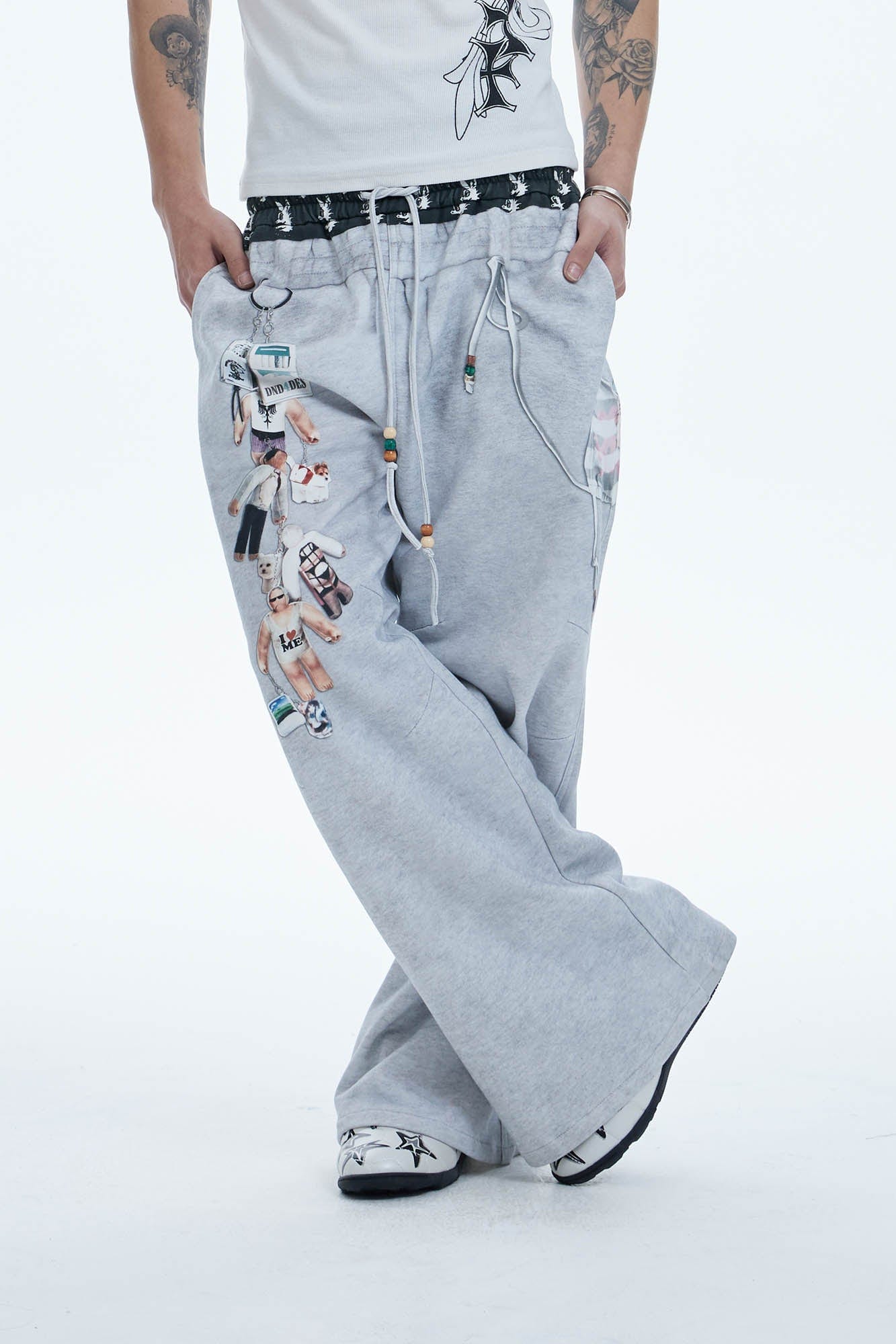 DND4DES Doll Charm Graphic Double-Waist Sweatpants, premium urban and streetwear designers apparel on PROJECTISR.com, DND4DES